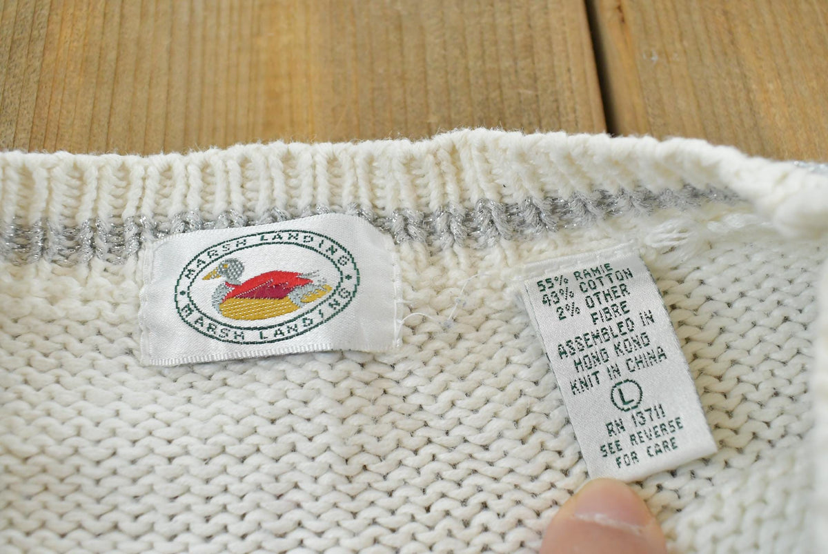 Vintage 1990s Marsh Landing Cotton Knit Sweater Women's L