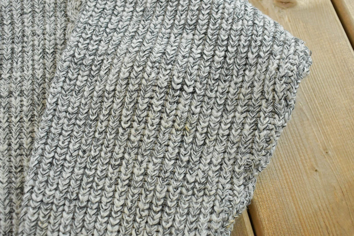 Vintage 1980s Gray 3D Cable Knit Crewneck Sweater Men's M