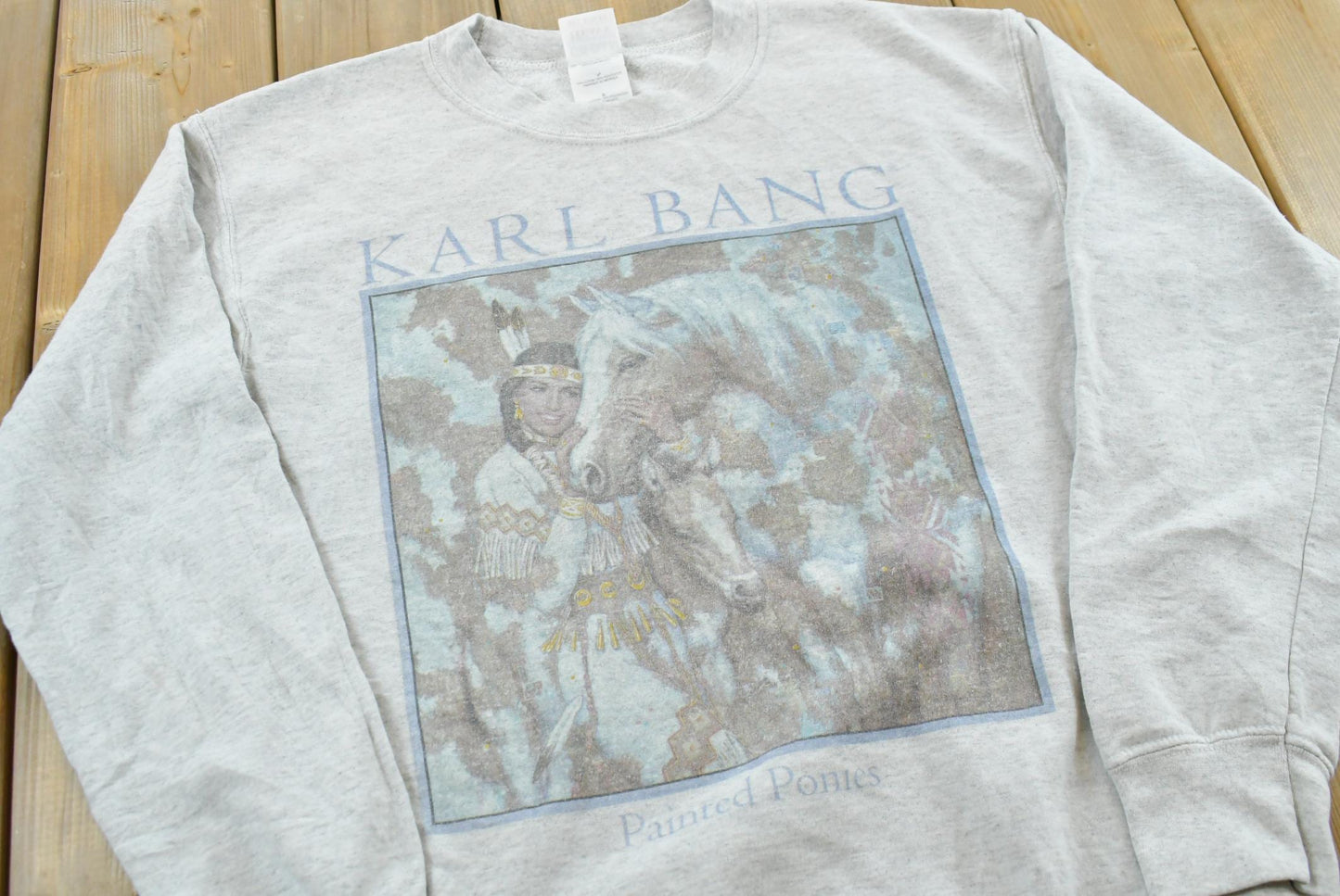 Vintage 2000s Karl Bang Painted Ponies Horses First Nation Crewneck Sweatshirt Men's S