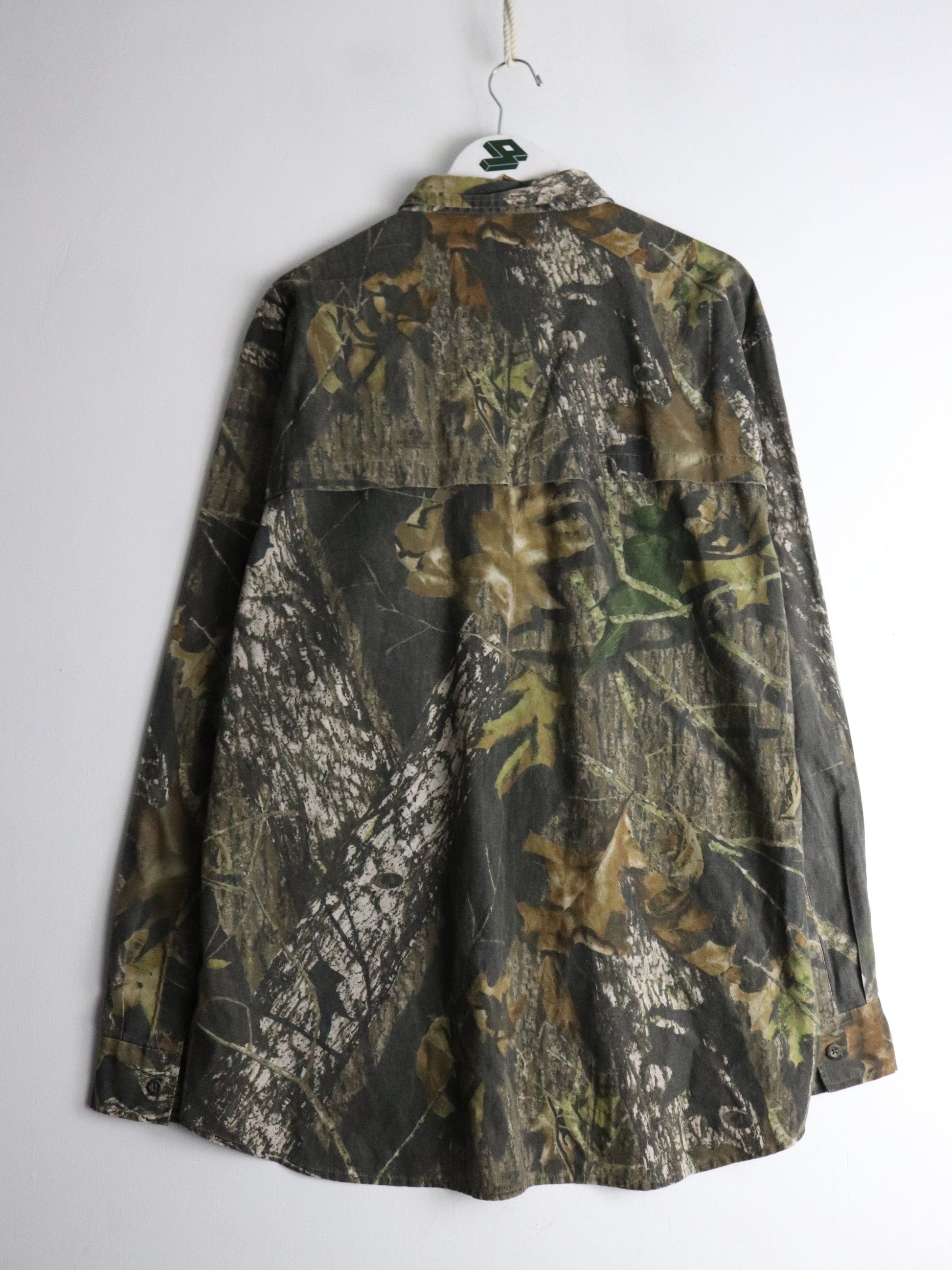 Field Staff Shirt Mens XL Brown Tree Camo Button Up from propervintagecanada