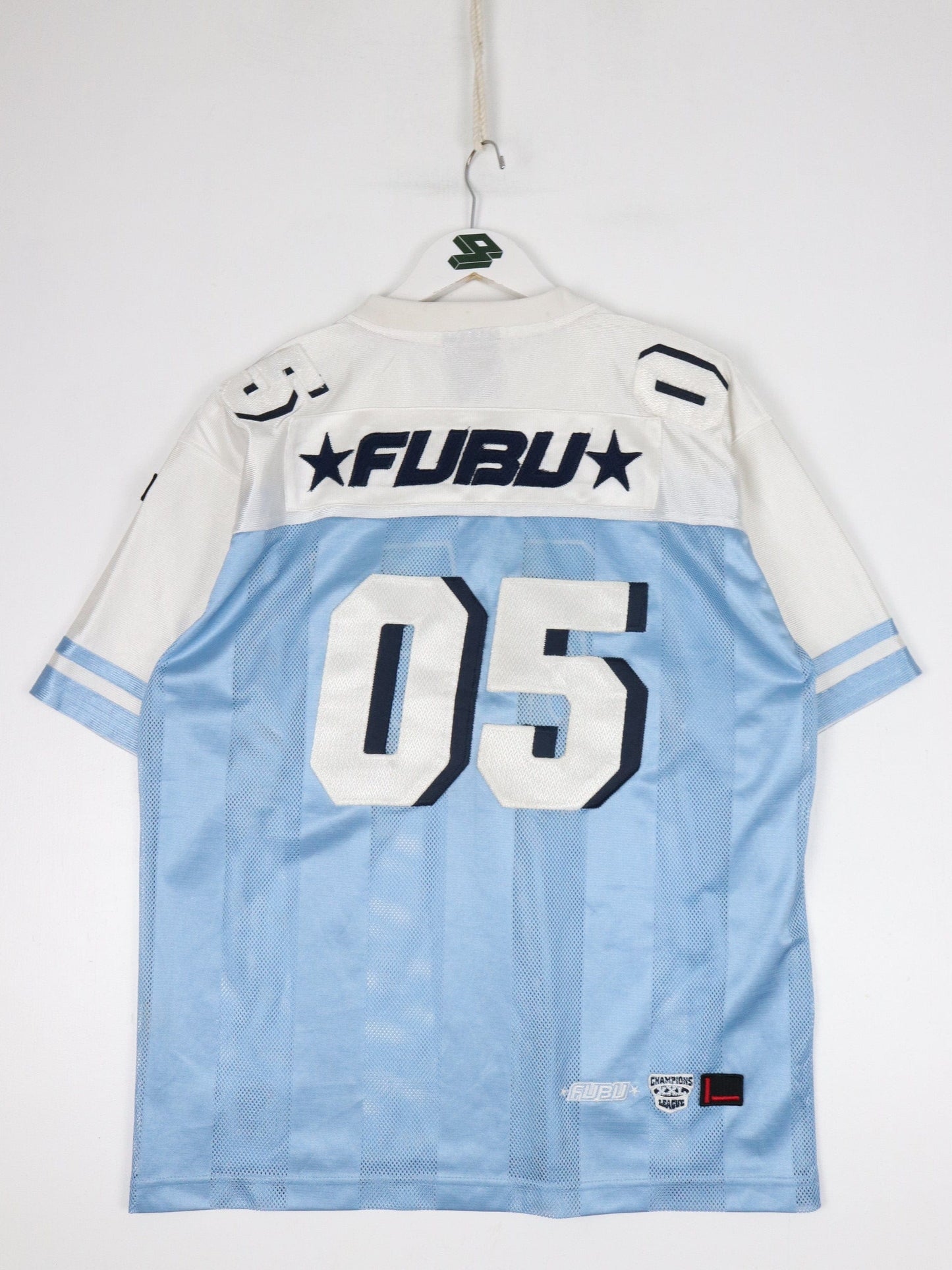 Fubu Jersey Vintage FUBU Football Jersey Youth Large Blue Y2K