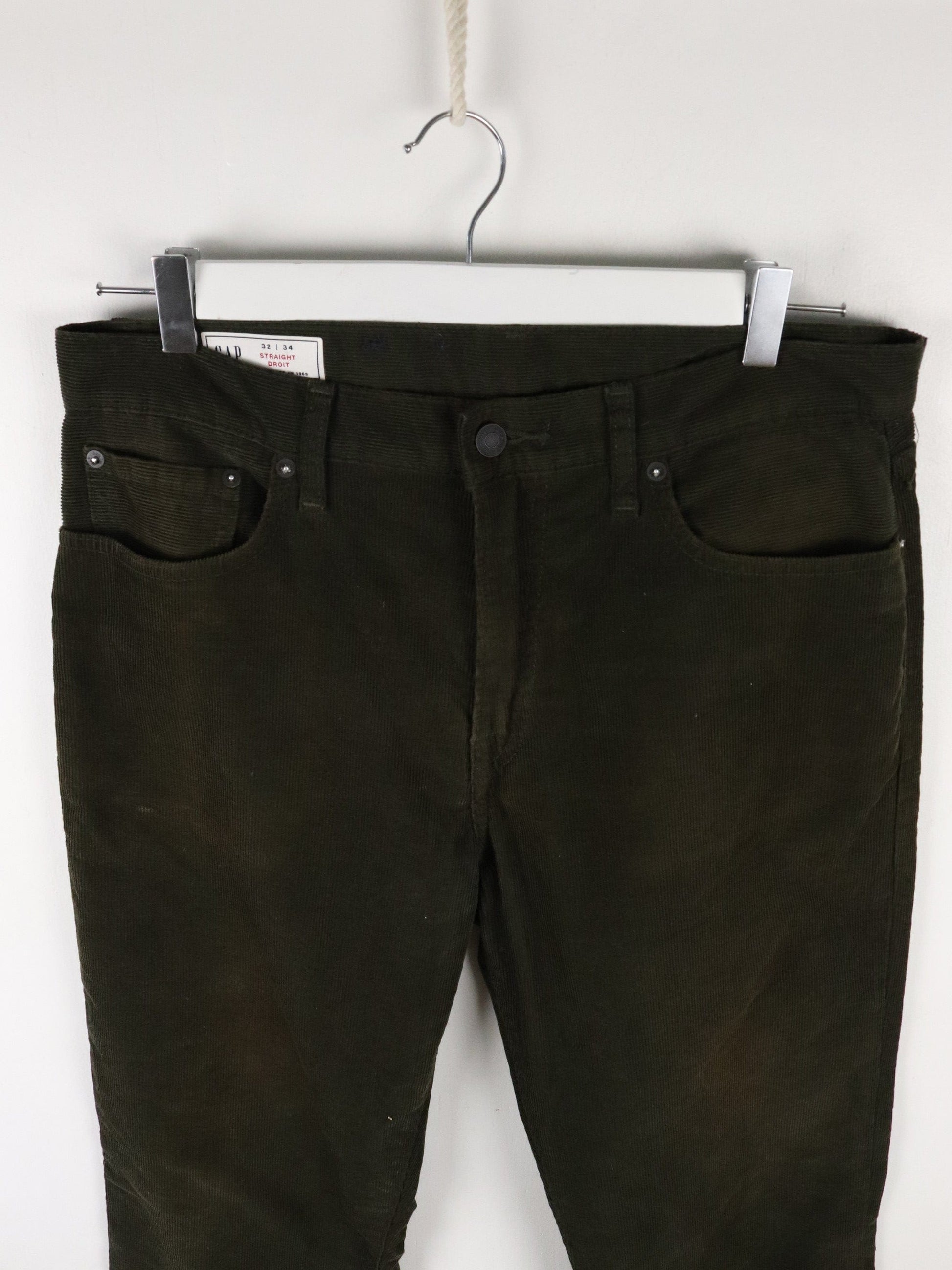 Gap Corduroy Pants Mens 32 x 34 Green Corduroy Straight Fit from propervintagecanada