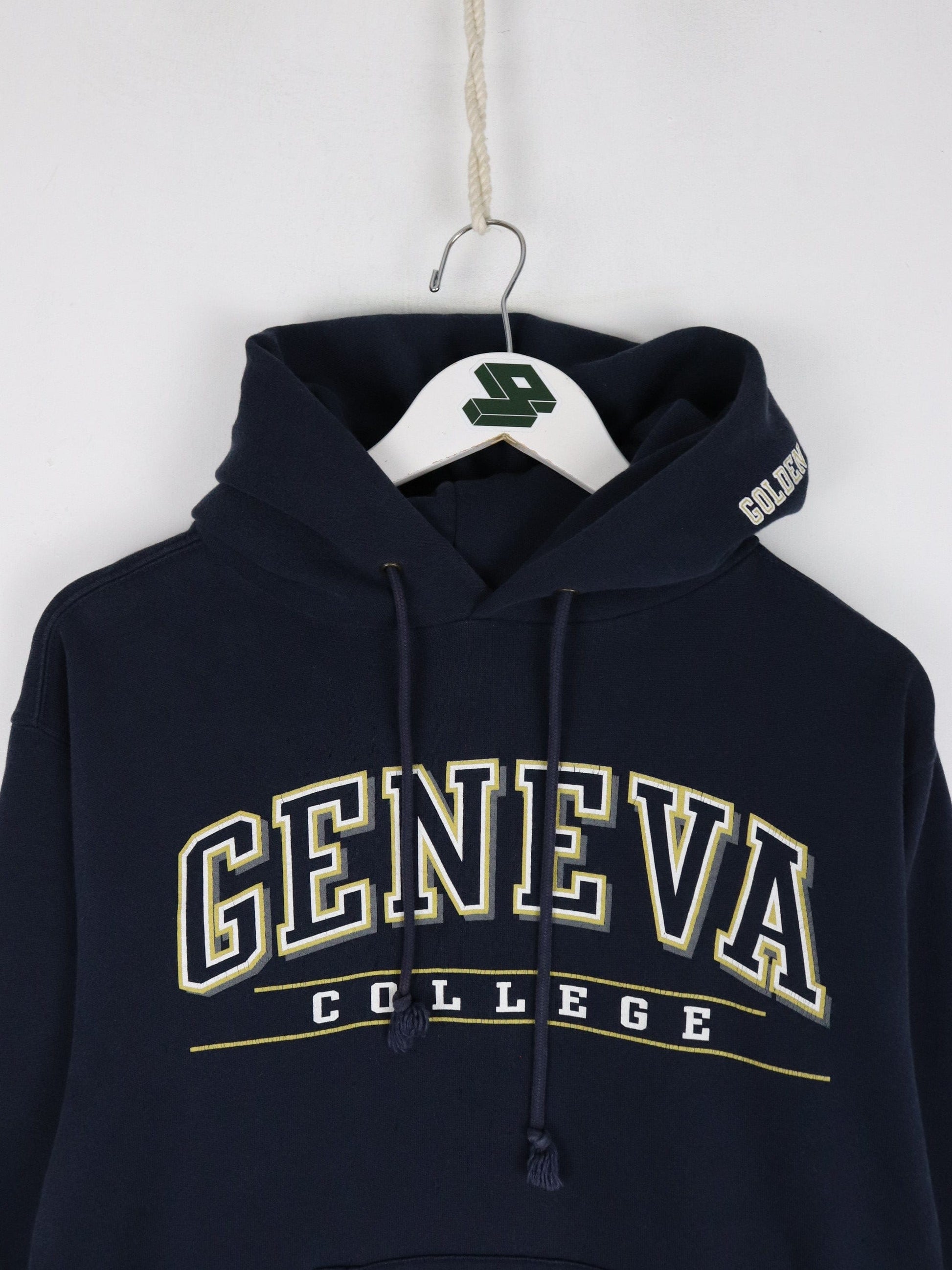 Geneva College Sweatshirt Mens Small Blue Hoodie from propervintagecanada