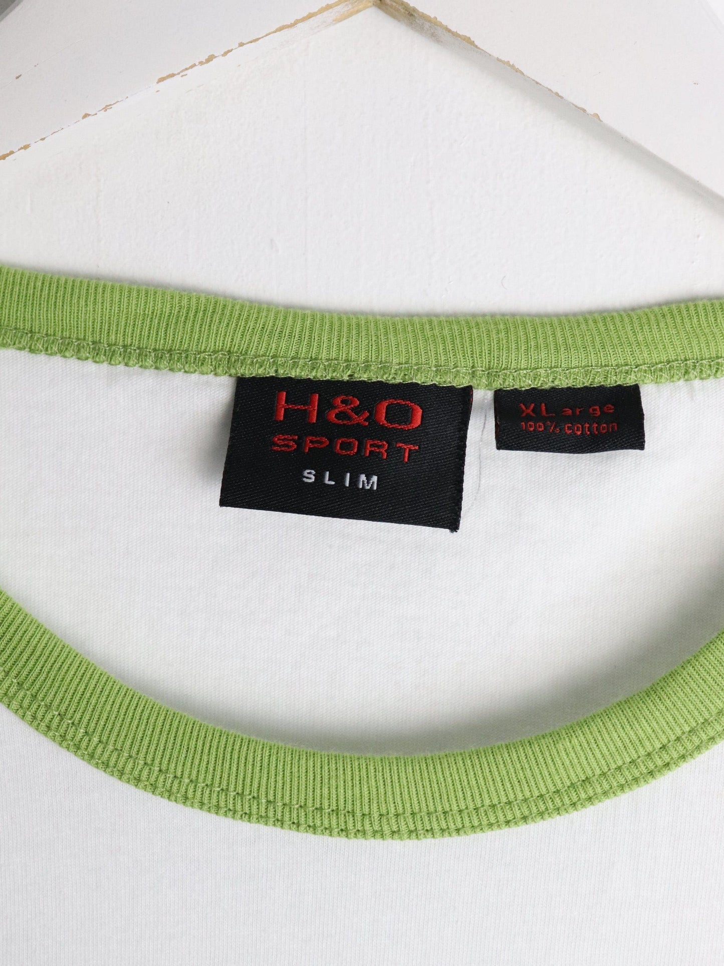 H & O Sport T Shirt Mens Slim XL White Ringer Cycling from propervintagecanada