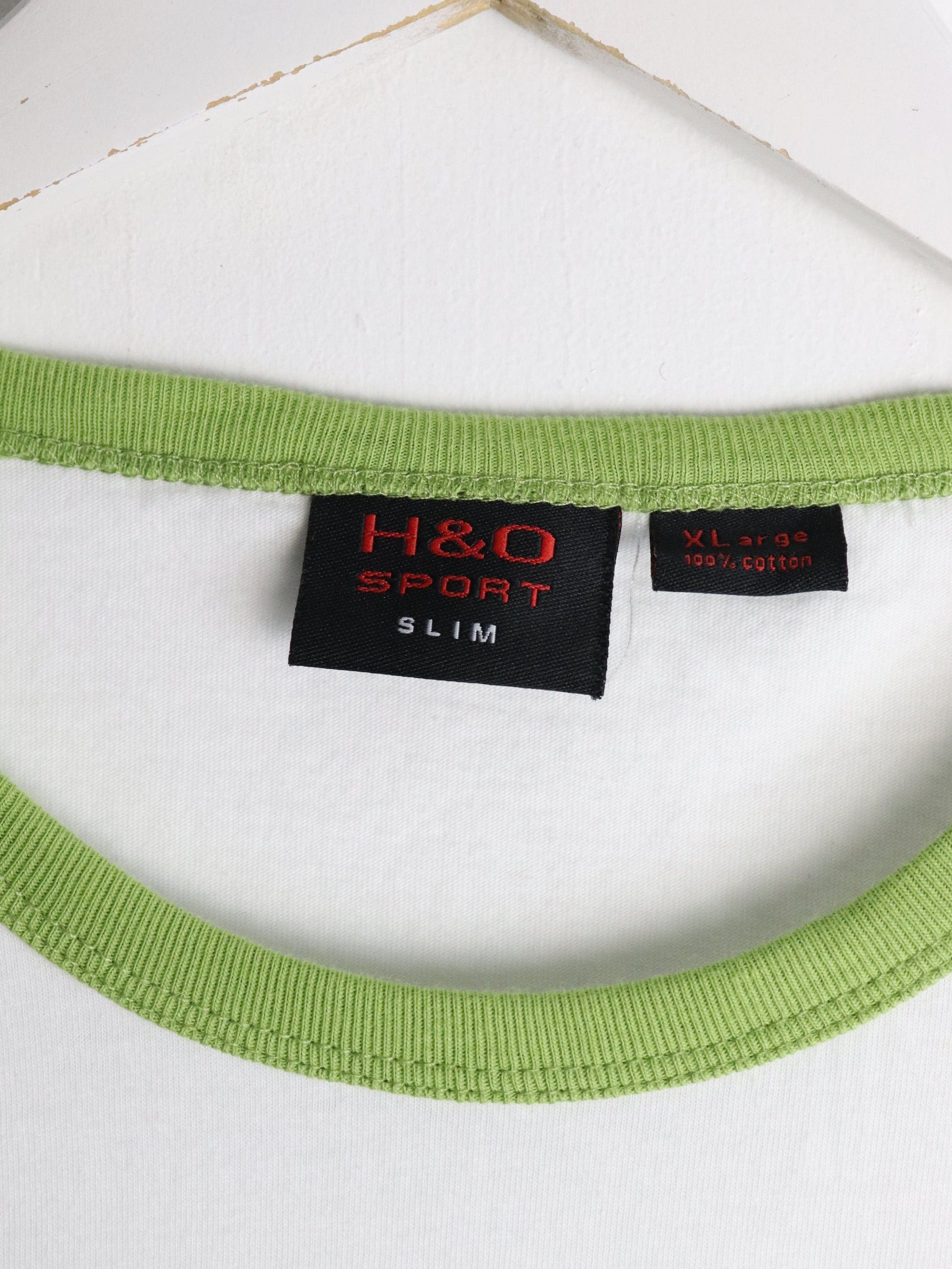 H & O Sport T Shirt Mens Slim XL White Ringer Cycling from propervintagecanada