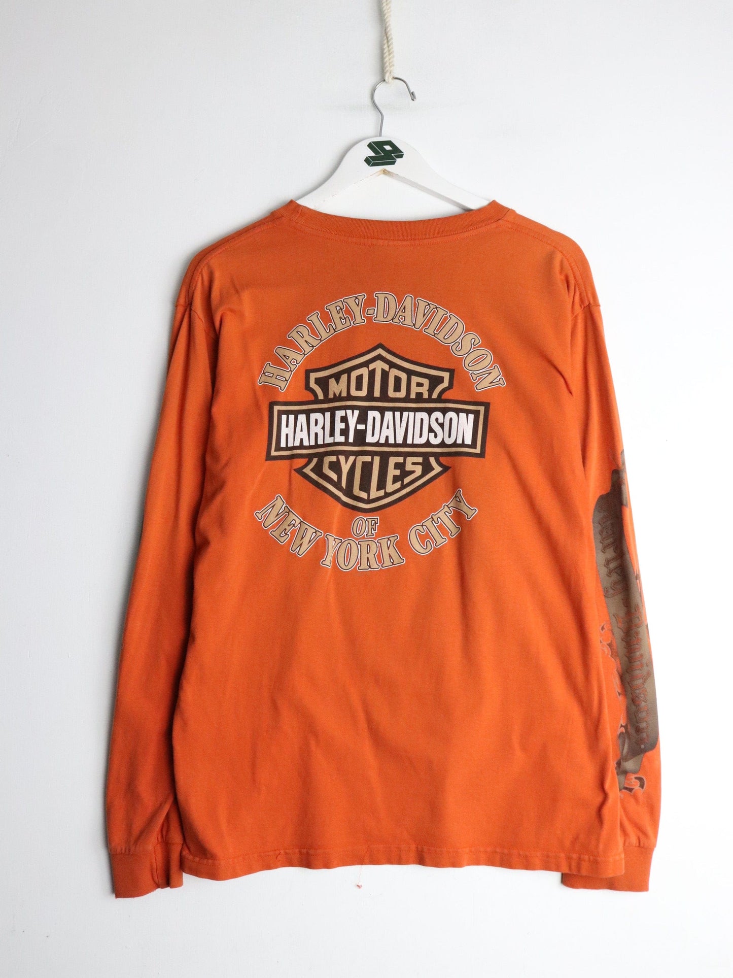 Harley Davidson T-Shirts & Tank Tops Harley Davidson T Shirt Mens Large Orange Long Sleeve