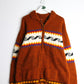 Himalayan Knit Sweater Mens Large Orange Knit Full Zip Nepal from propervintagecanada
