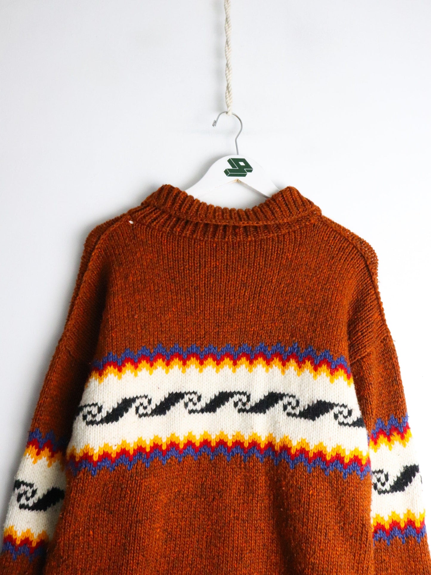 Himalayan Knit Sweater Mens Large Orange Knit Full Zip Nepal from propervintagecanada