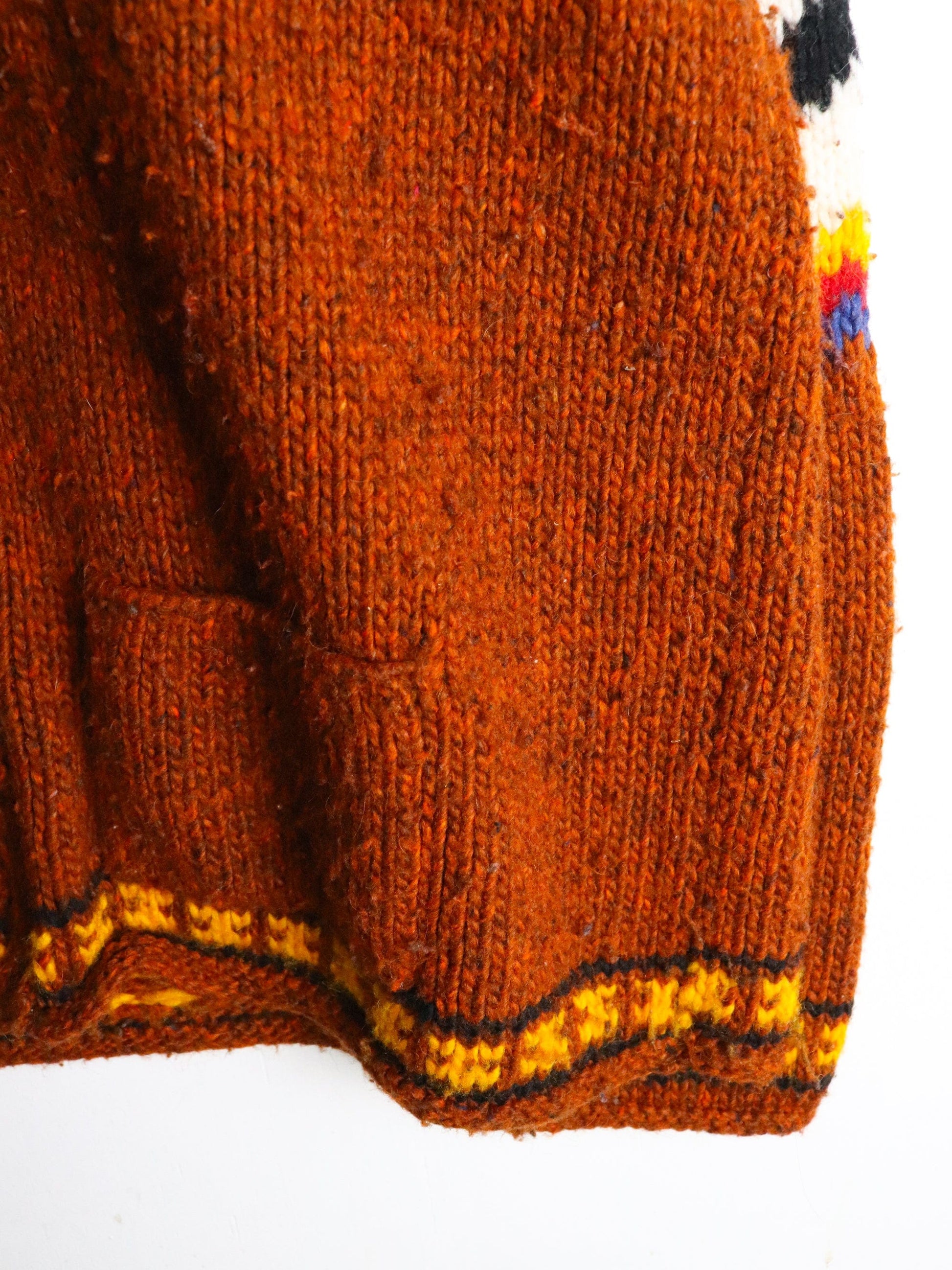 Himalayan Knit Sweater Mens Large Orange Knit Full Zip Nepal from propervintagecanada