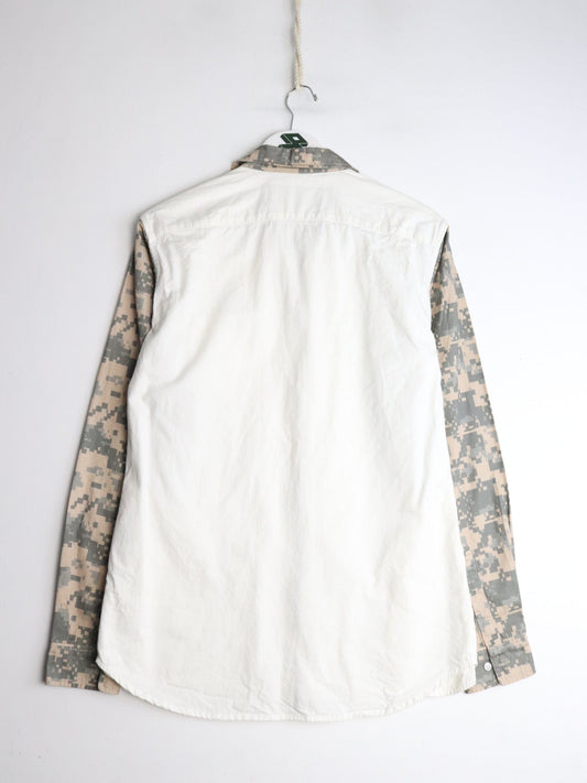 Homme + Femme Shirt Mens Medium White Full Zip Camo from propervintagecanada