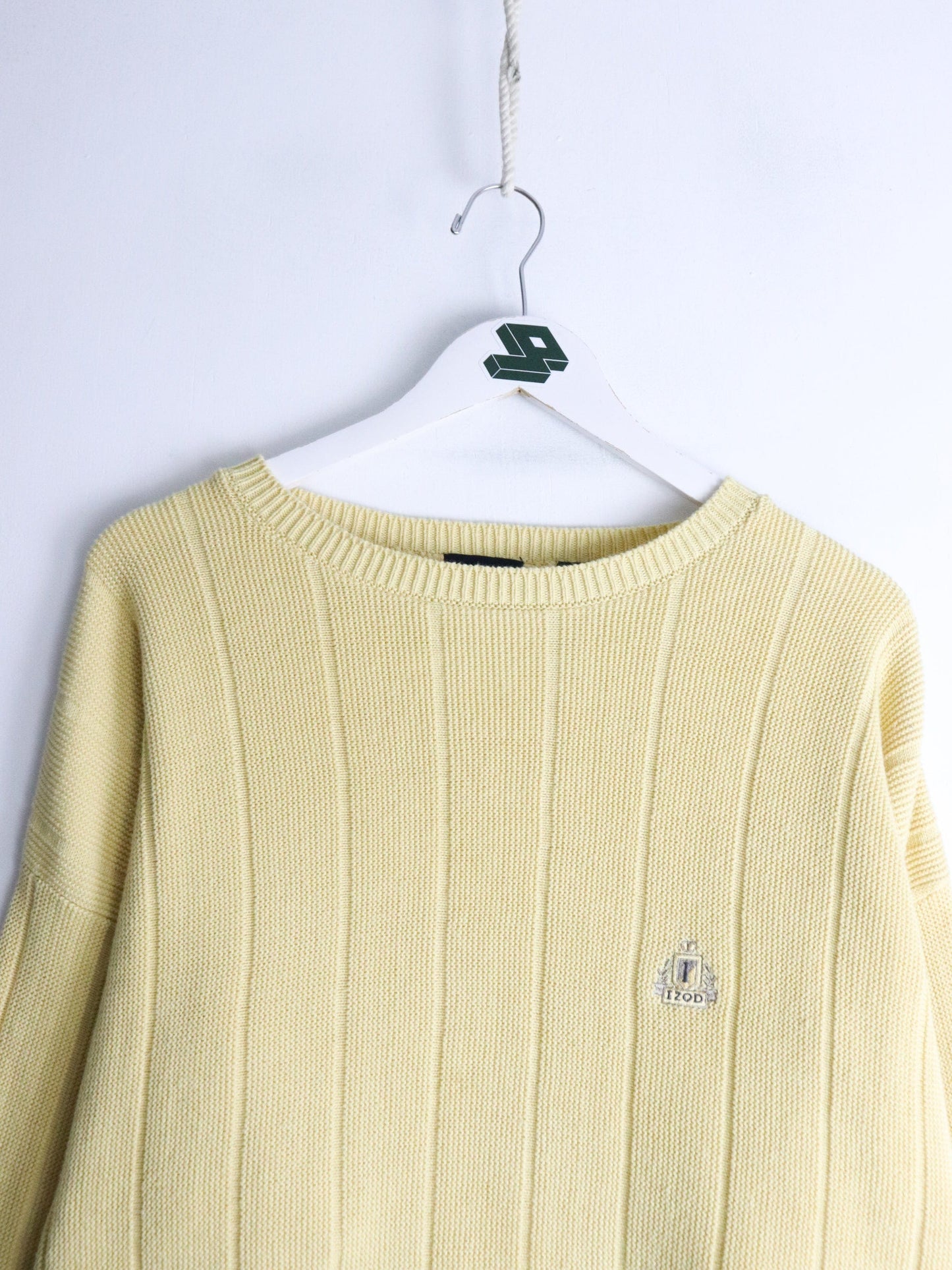 Izod Sweater Fits Mens Large Yellow Knit Golf from propervintagecanada
