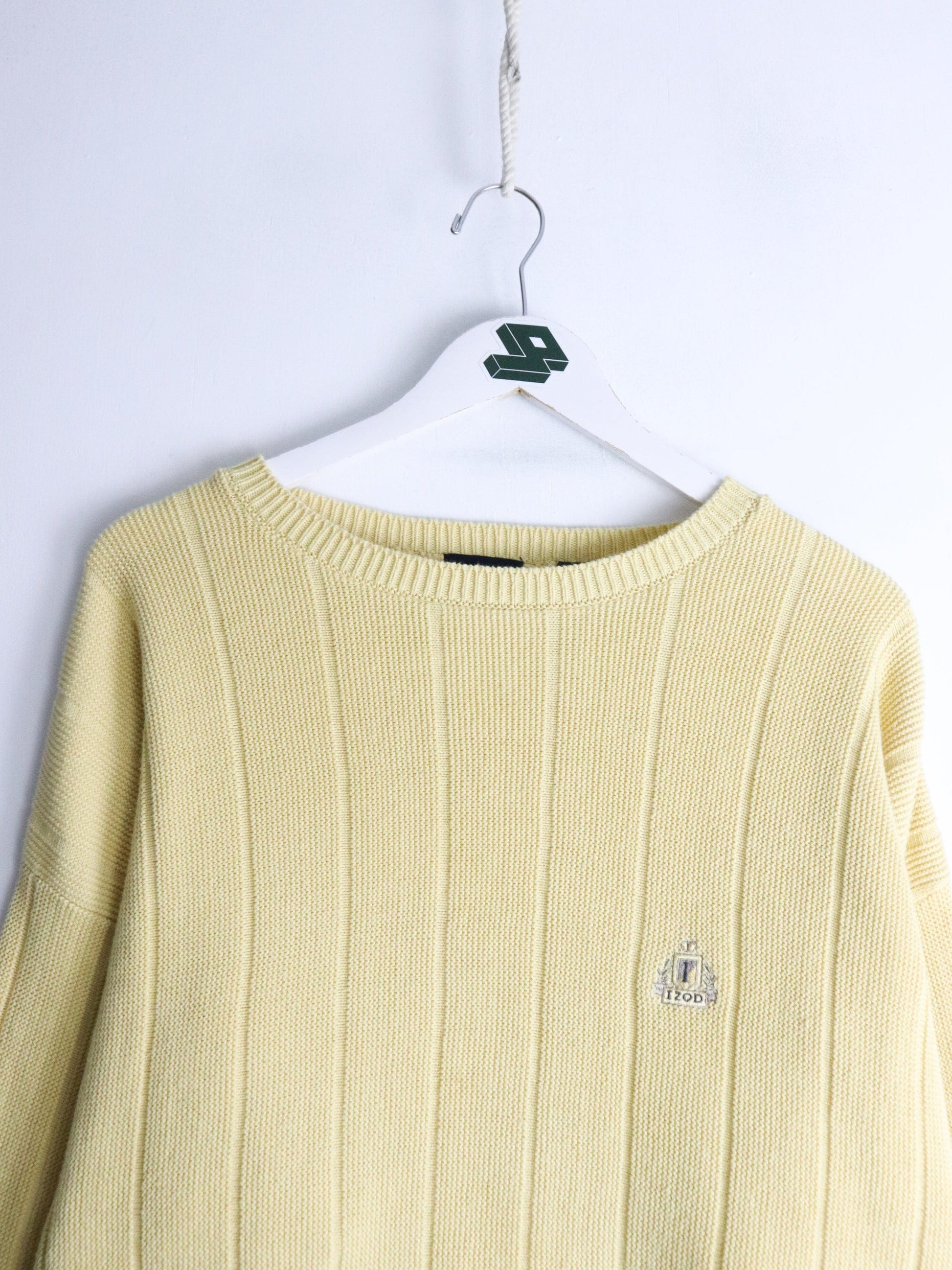 Izod Sweater Fits Mens Large Yellow Knit Golf from propervintagecanada