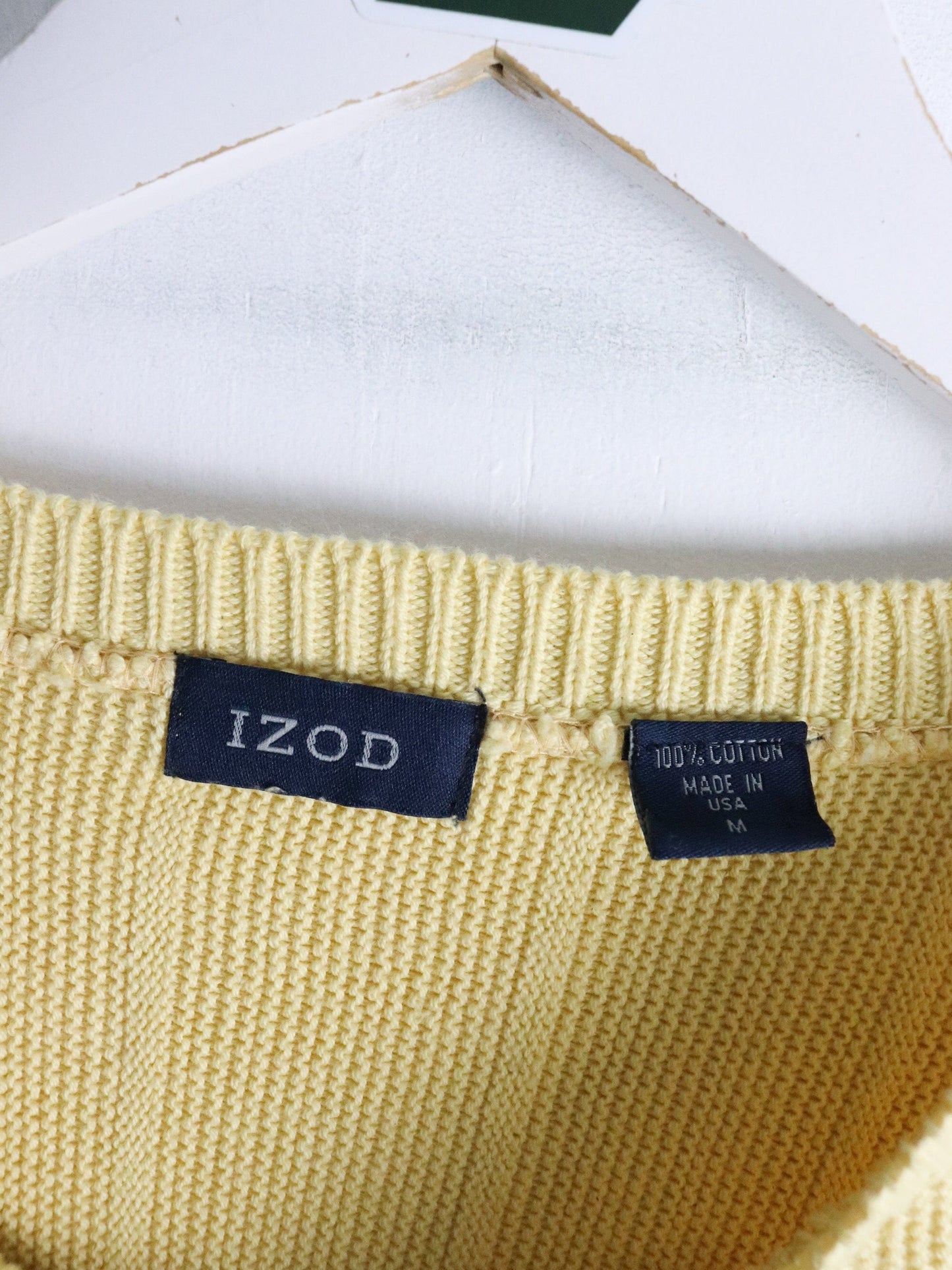 Izod Sweater Fits Mens Large Yellow Knit Golf from propervintagecanada