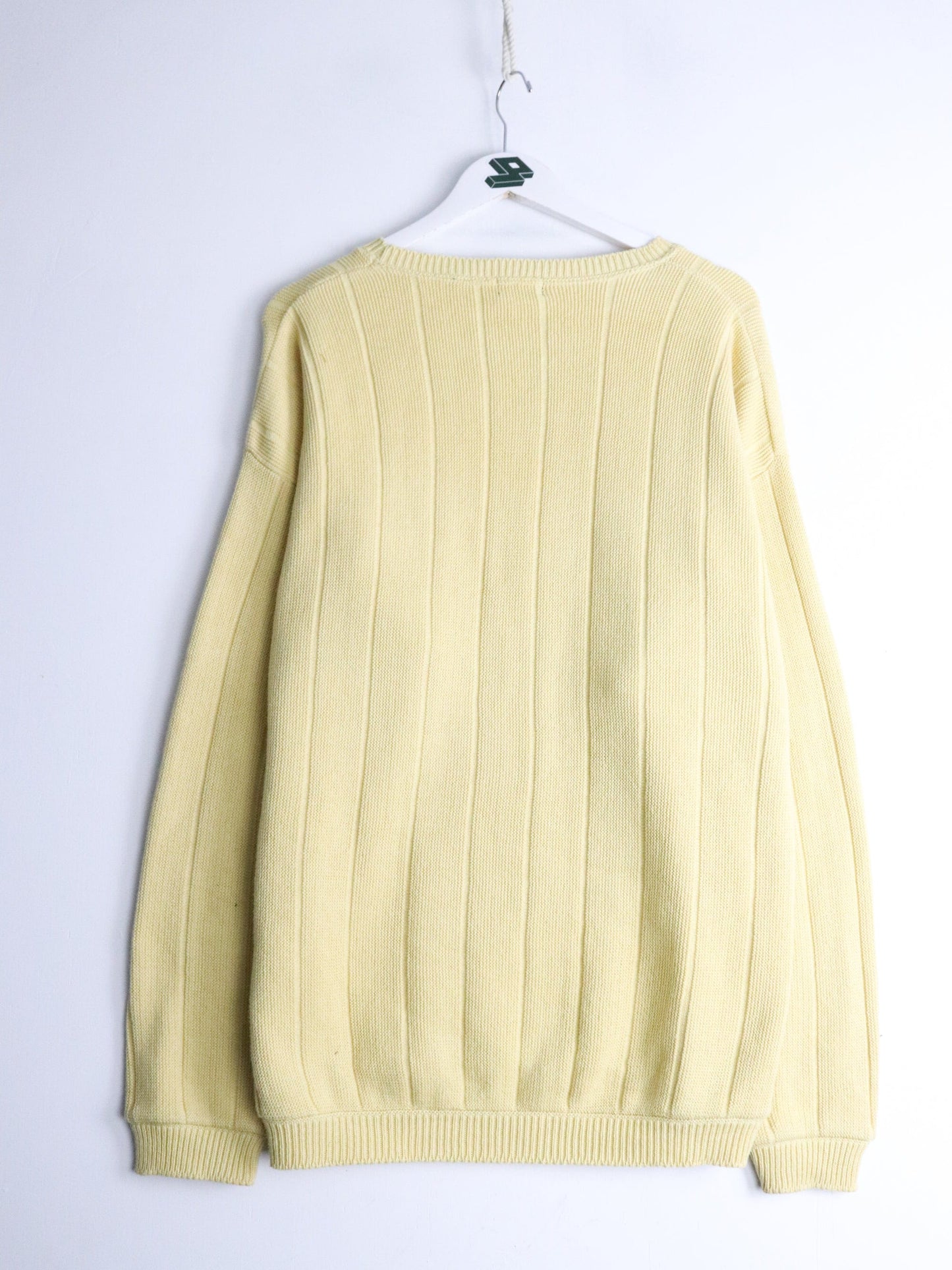 Izod Sweater Fits Mens Large Yellow Knit Golf from propervintagecanada