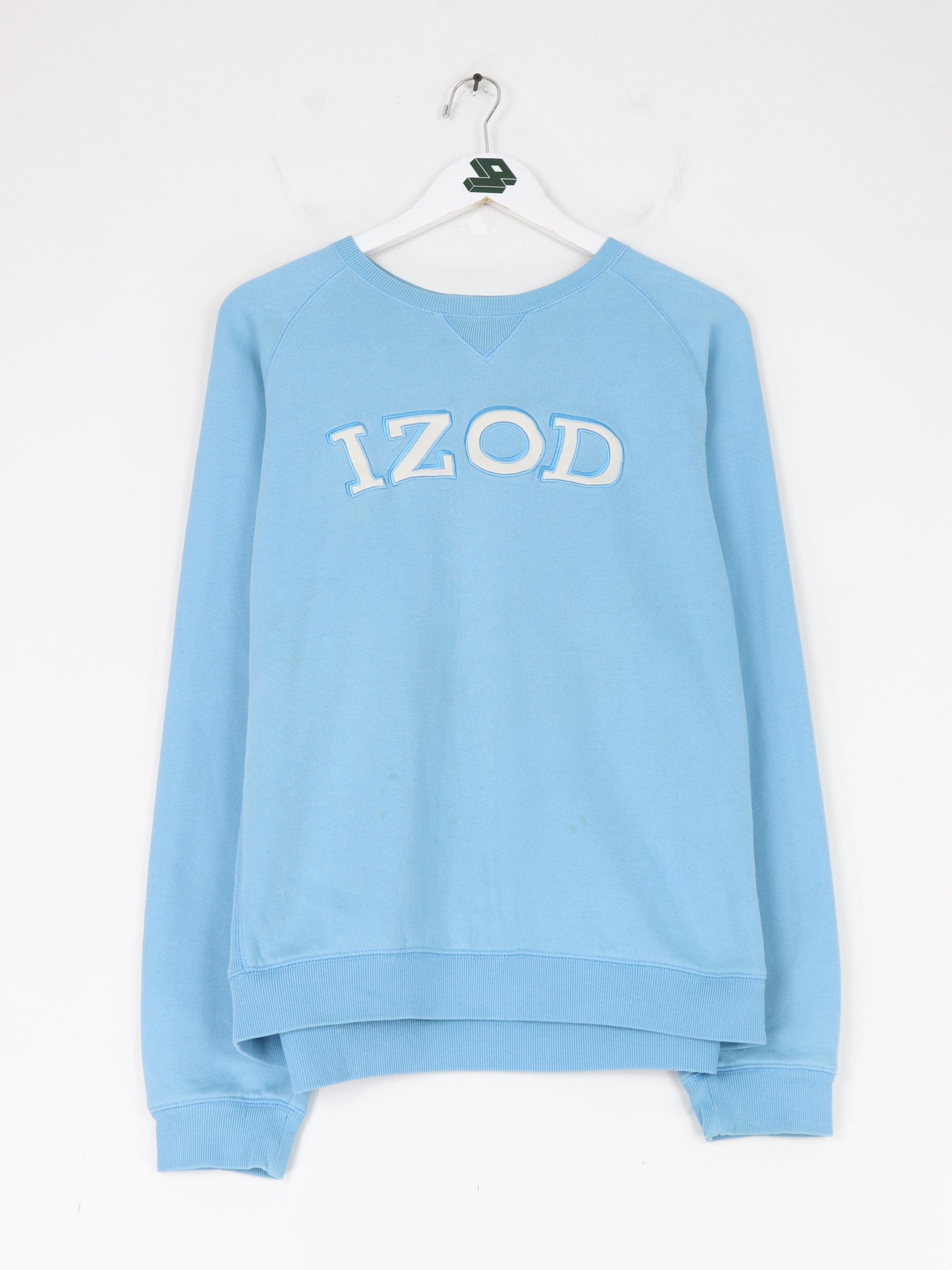 Izod Sweatshirt Womens Large Blue Golf Sweater Casual Spell Out