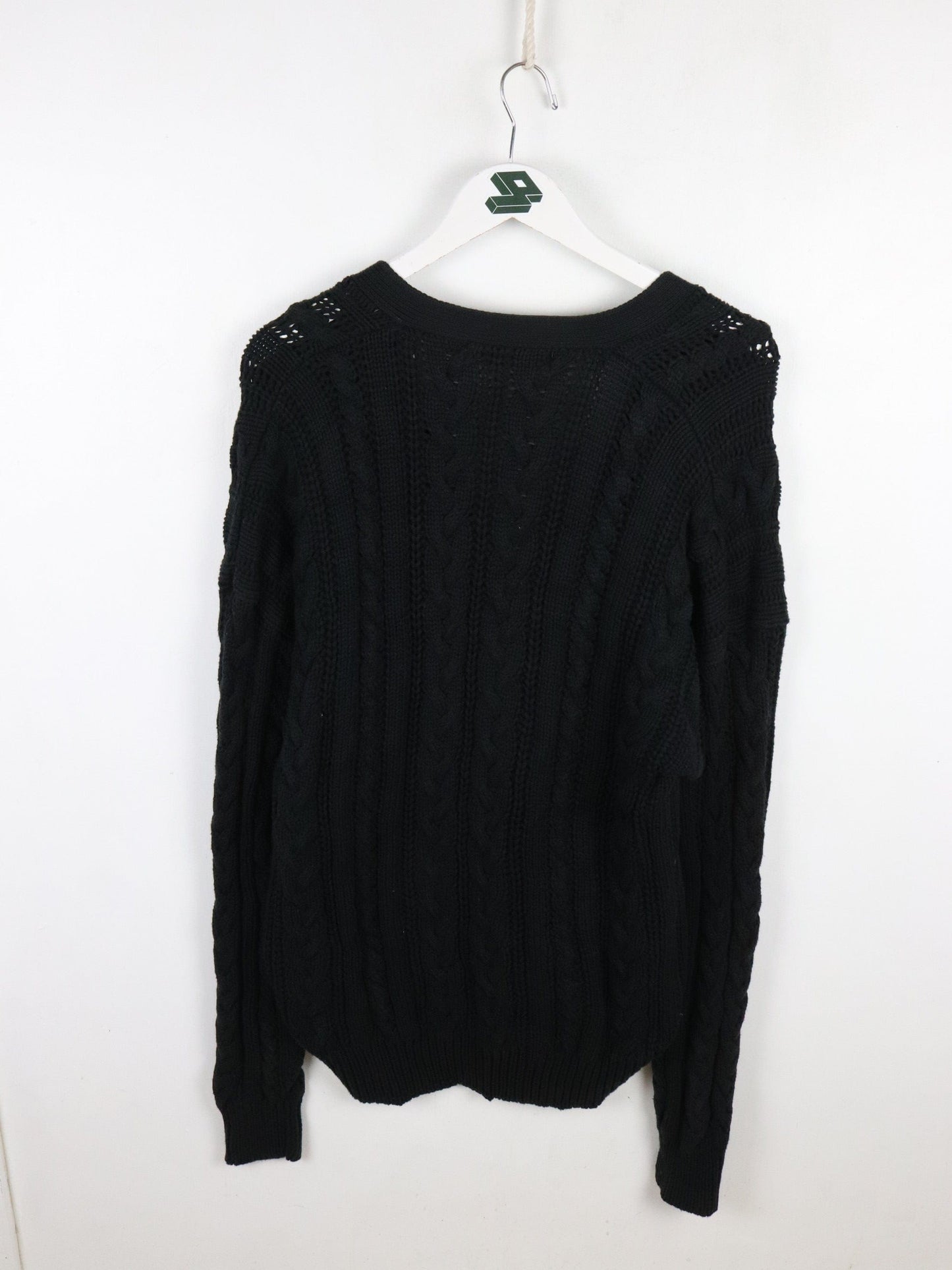 John Ashford Knit Sweater Mens Slim XL Black Cardigan from propervintagecanada