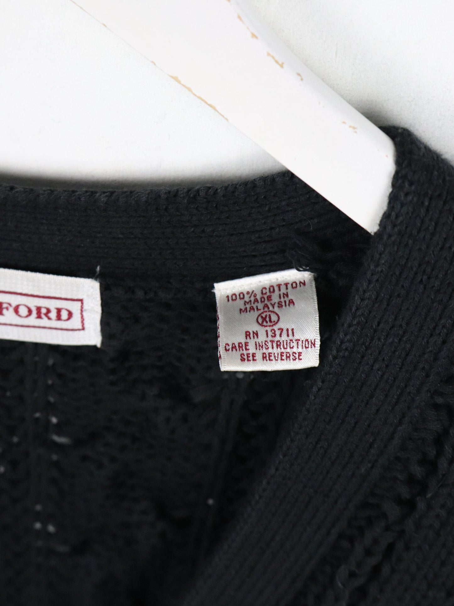 John Ashford Knit Sweater Mens Slim XL Black Cardigan from propervintagecanada