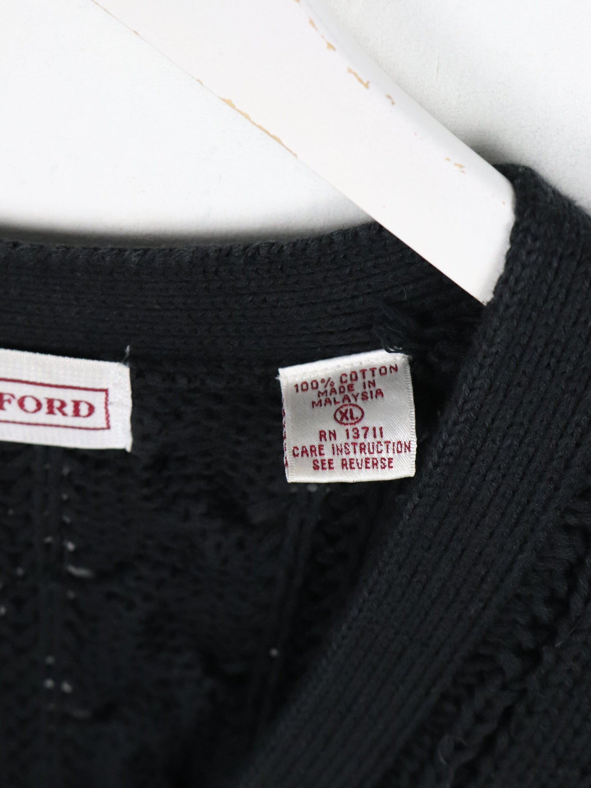 John Ashford Knit Sweater Mens Slim XL Black Cardigan from propervintagecanada