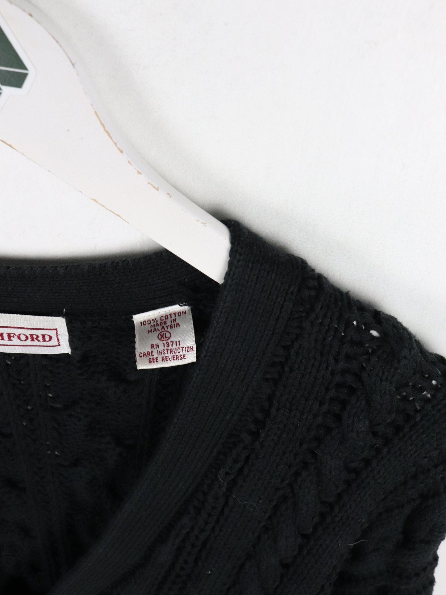 John Ashford Knit Sweater Mens Slim XL Black Cardigan from propervintagecanada