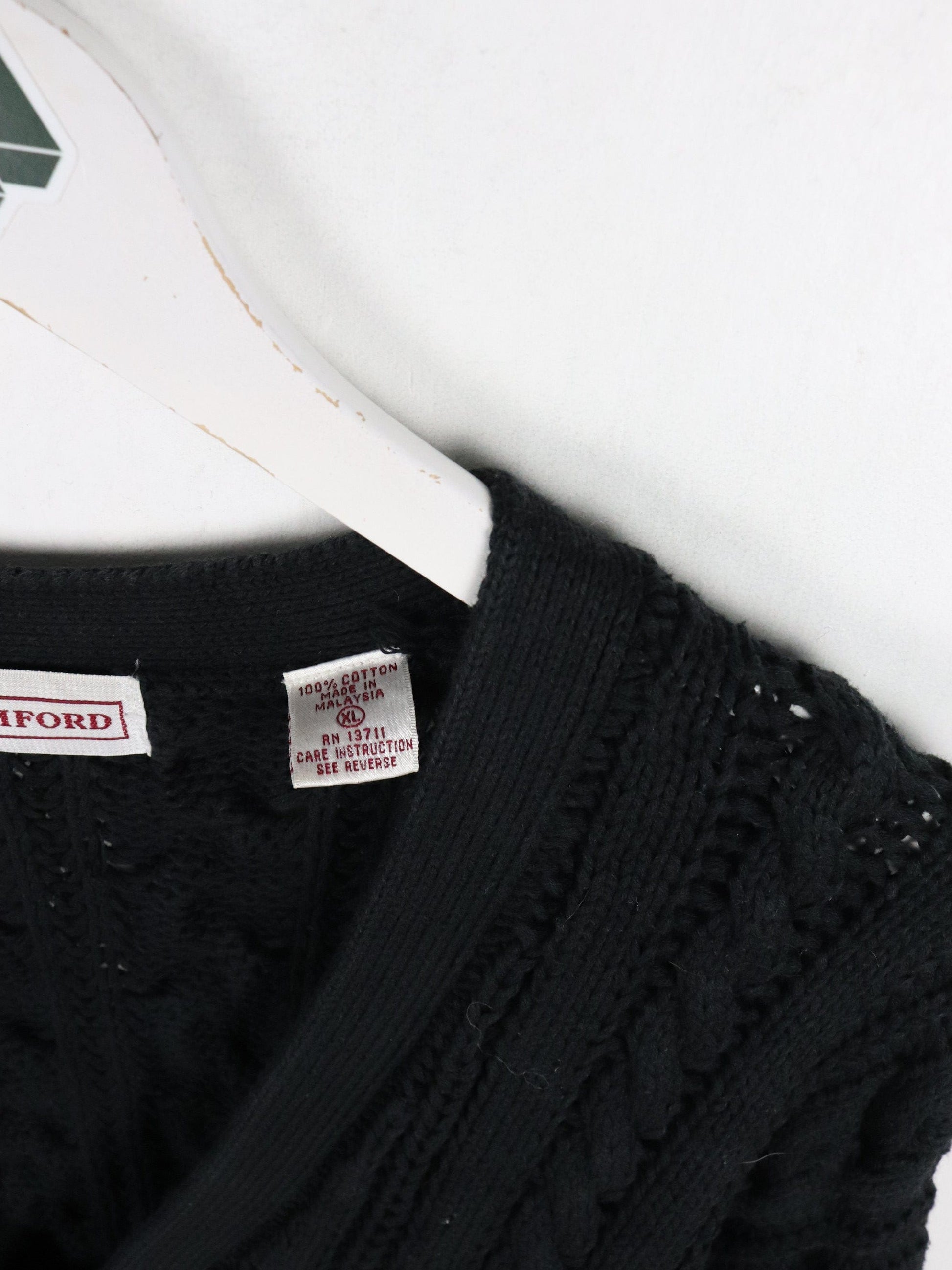 John Ashford Knit Sweater Mens Slim XL Black Cardigan from propervintagecanada