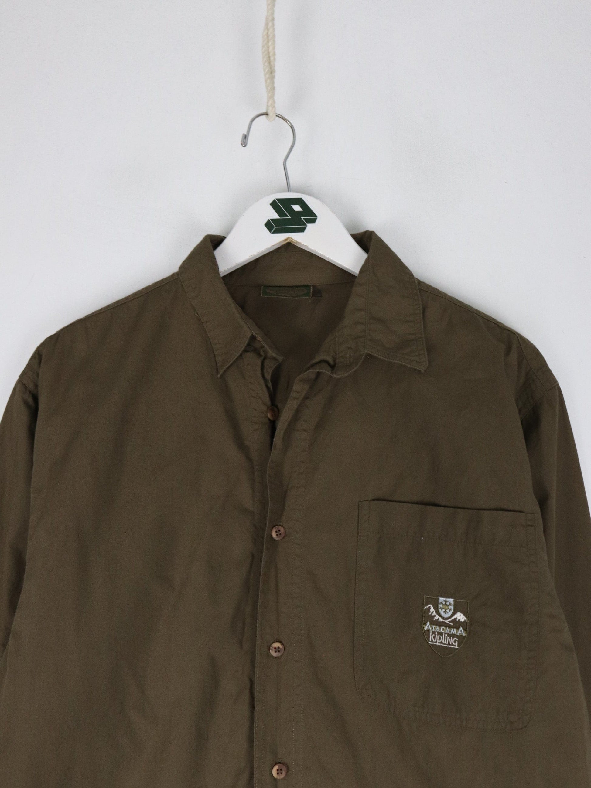 Kipling Shirt Mens Small Brown Button Up from propervintagecanada