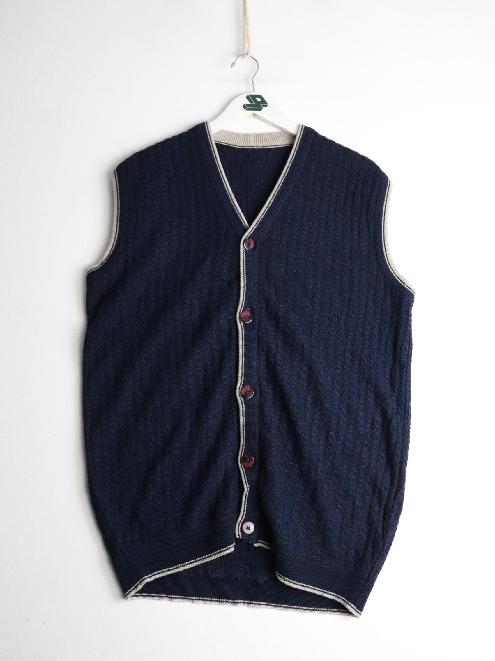 Knit Cardigan Sweater Vest Mens Large Blue from propervintagecanada
