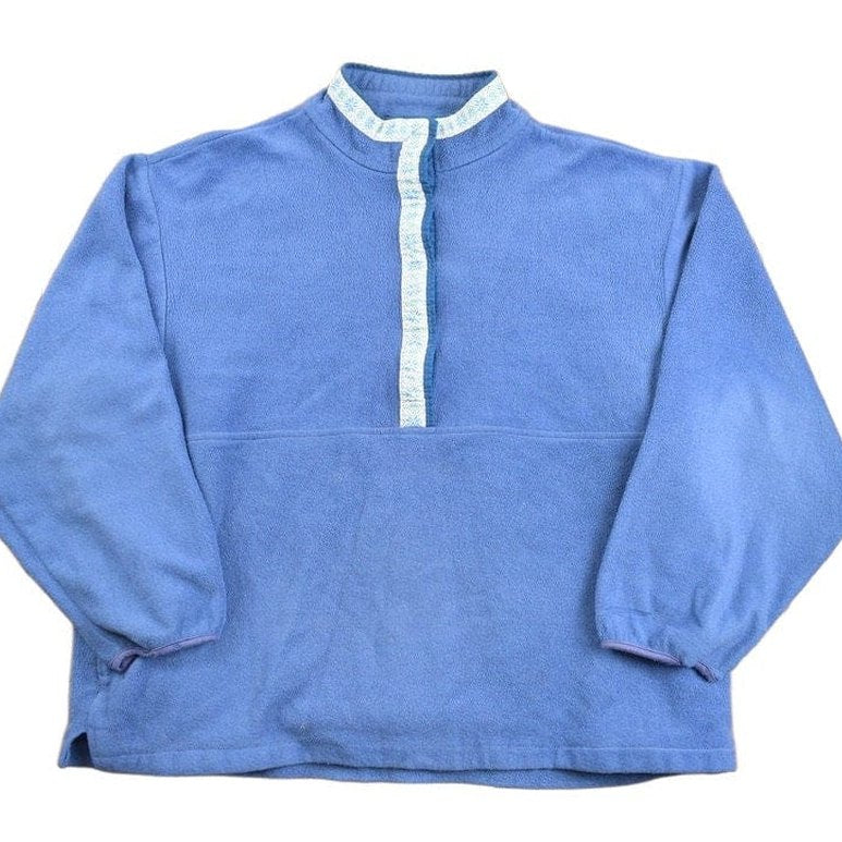 L.L. Bean Clothing > Gender Neutral Adult Clothing > Hoodies & Sweatshirts > Sweatshirts Vintage 1980s LL Bean Blue T Snap Fleece Sweater Men's Medium