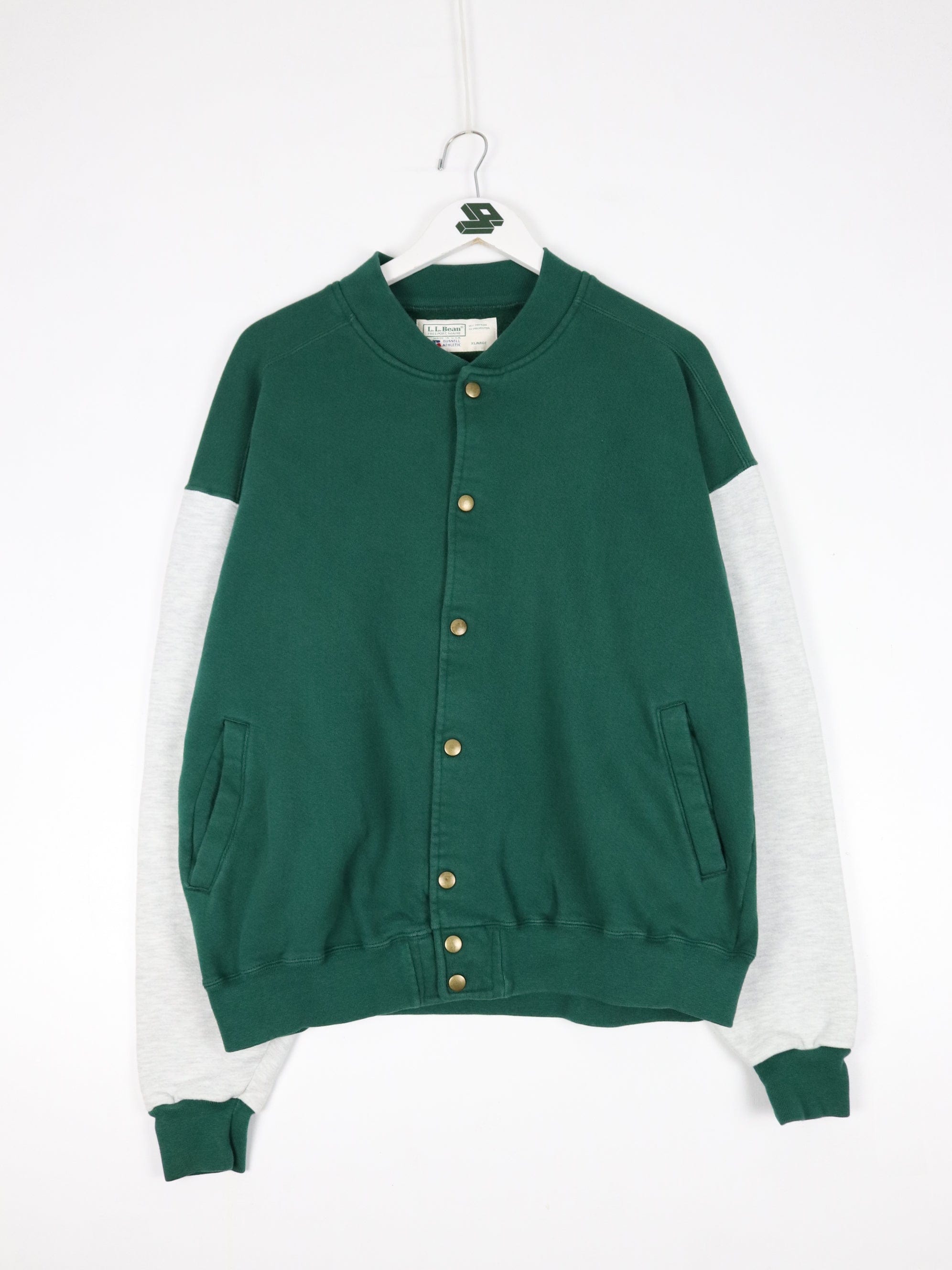 Vintage L.L. Bean Jacket Fits Mens L Green Varsity Sweatshirt Snap