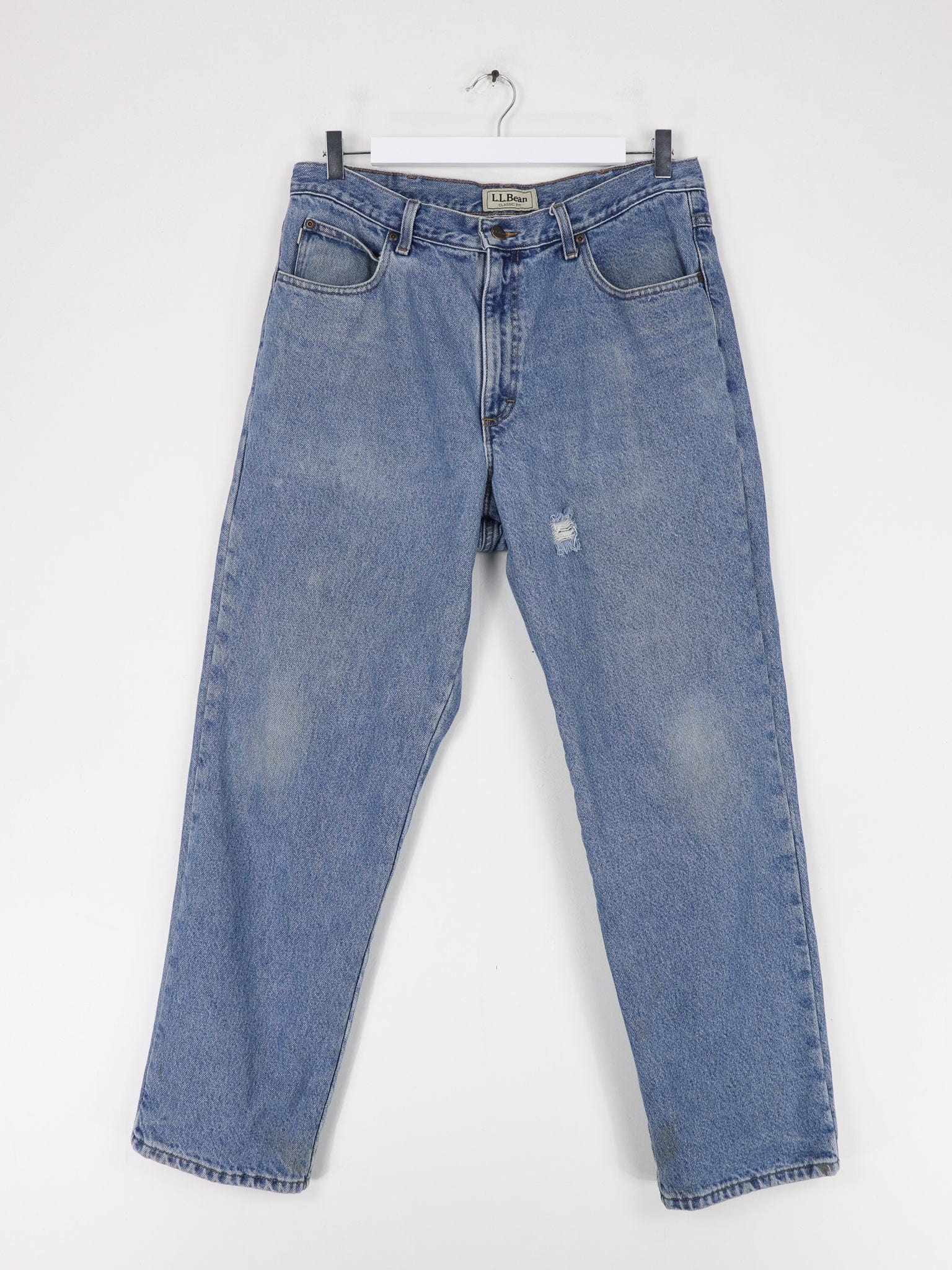 Vintage L.L. Bean Pants Mens 34x29 Blue Classic Fit Flannel Lined Deni –  Proper Vintage