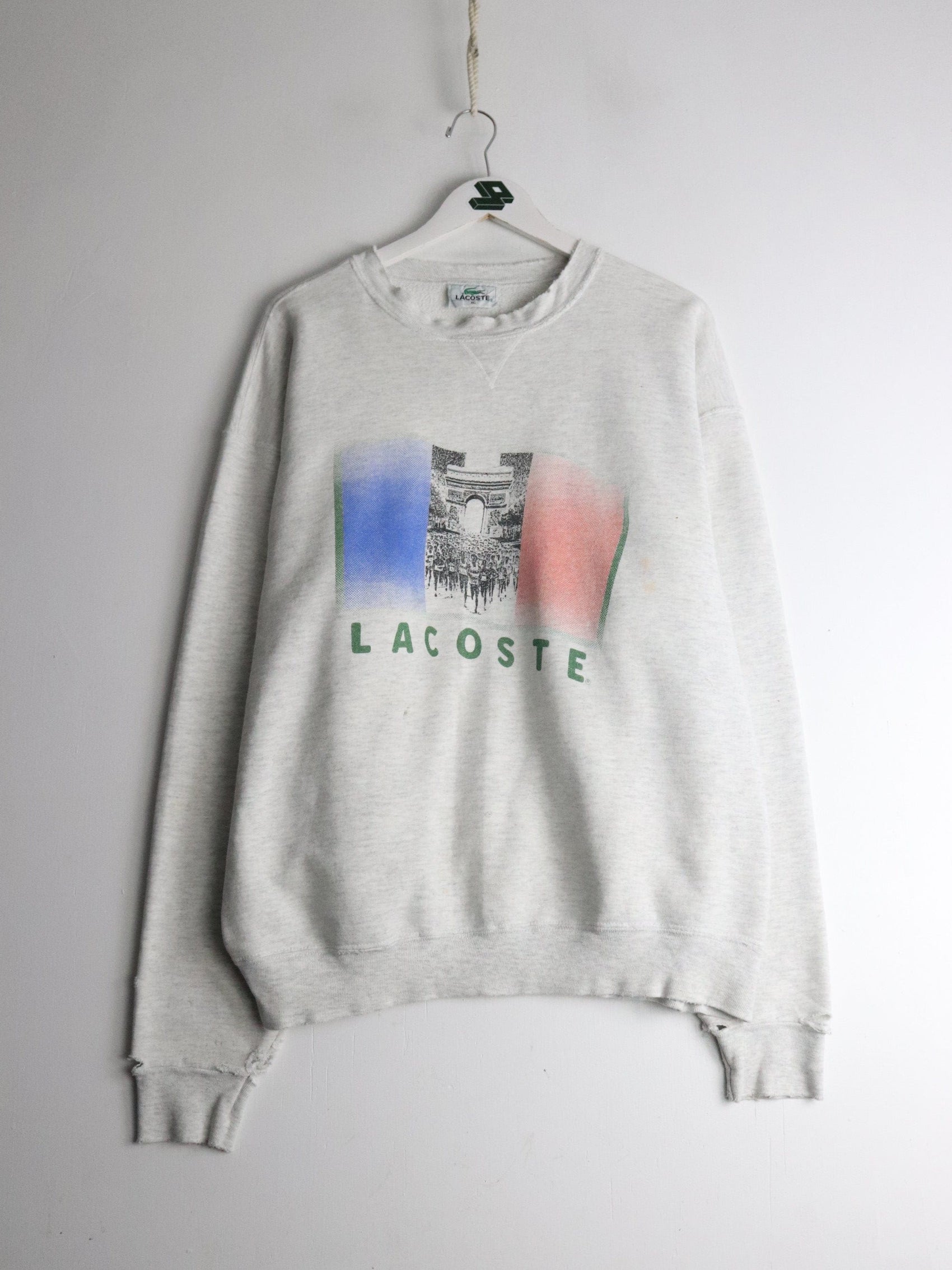 Lacoste Sweatshirts & Hoodies Vintage Lacoste Sweatshirt Mens XL Grey Thrashed