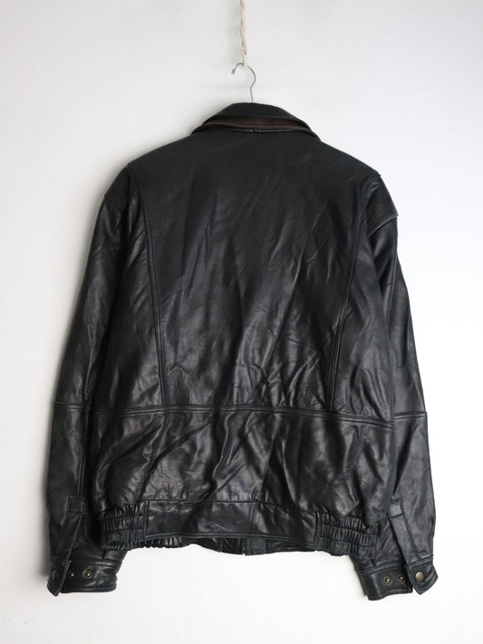 Leonardo's Jacket Mens Small Black Leather Coat from propervintagecanada
