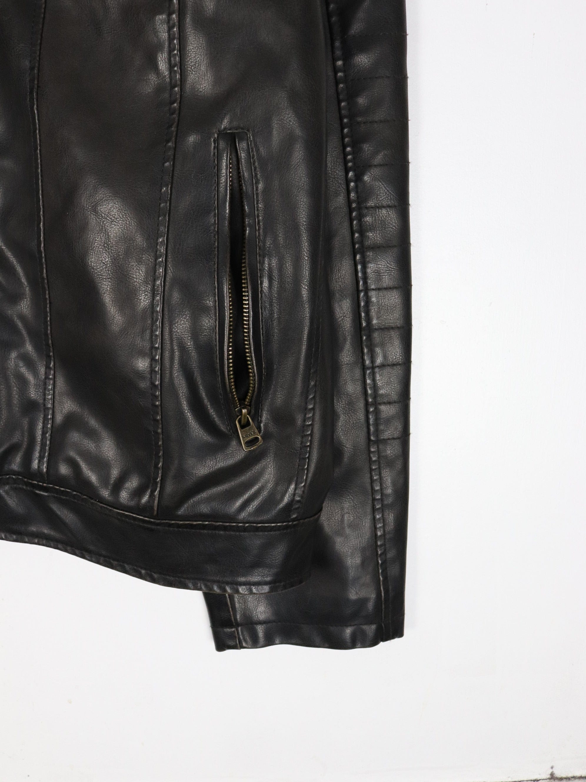 Black pvc biker jacket best sale