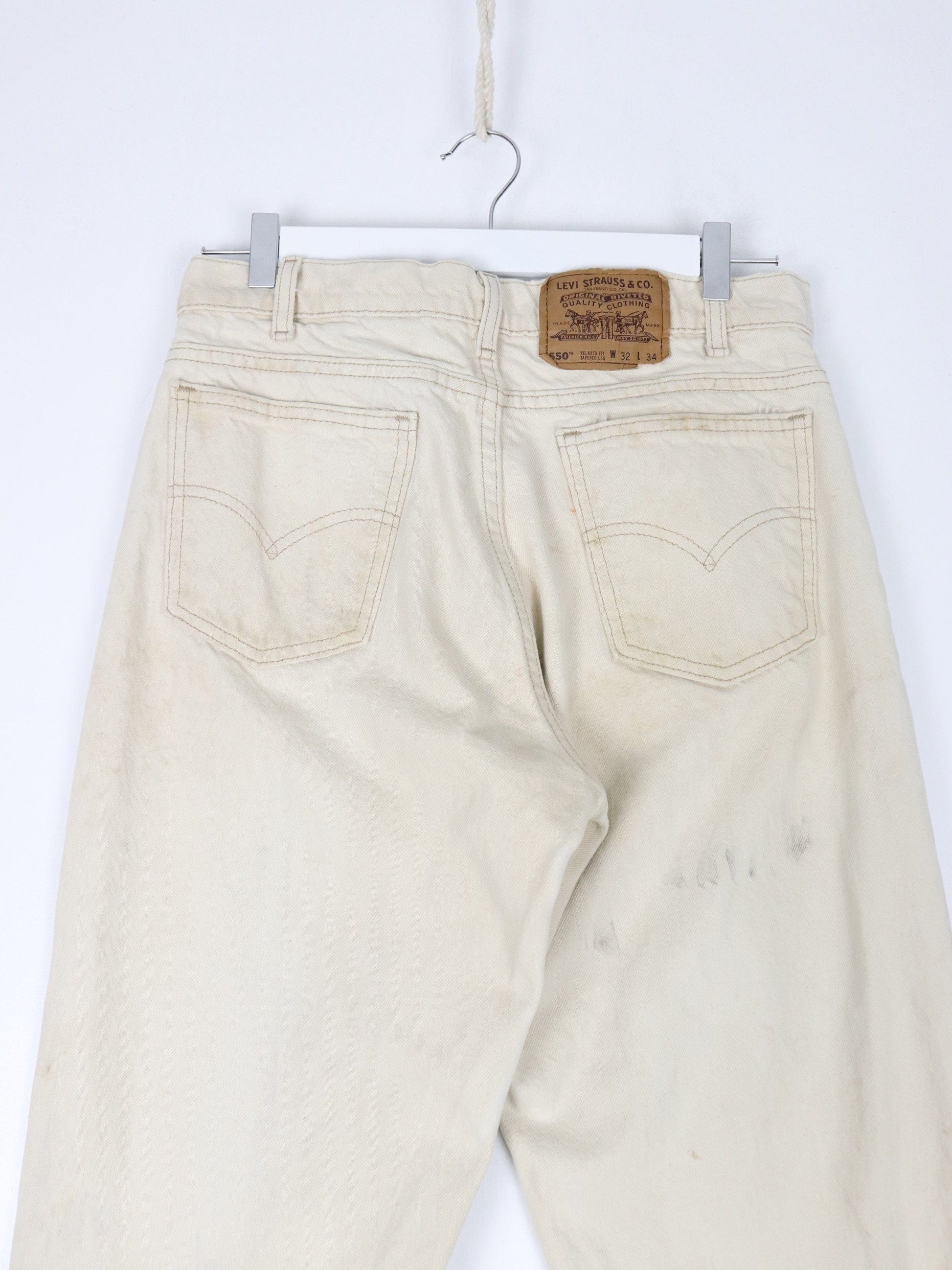 Levi's Jeans Vintage Levi's Pants Fits Mens 30 x 34 Beige Denim Jeans 550 Relaxed Tapered