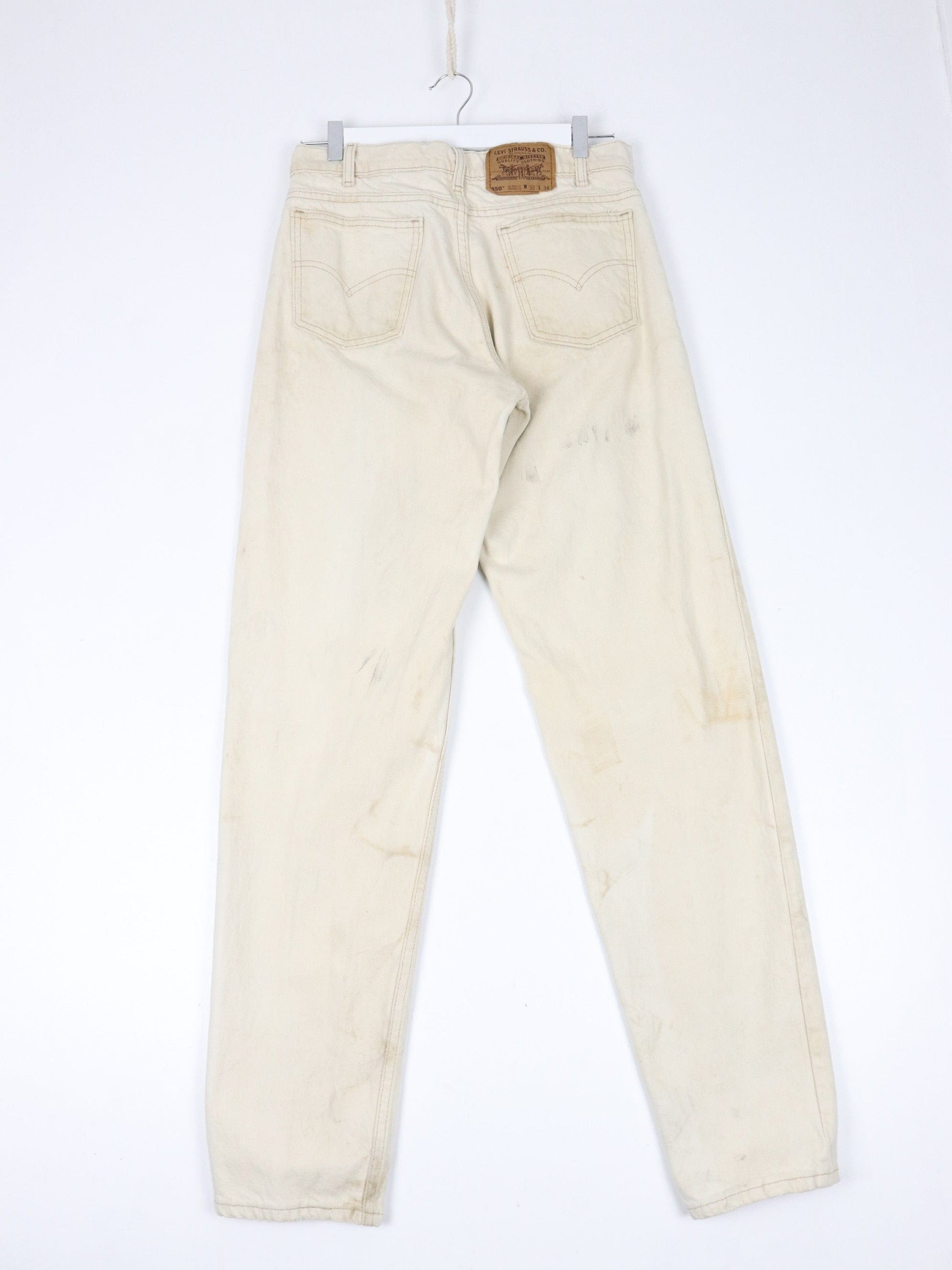 Levi's Jeans Vintage Levi's Pants Fits Mens 30 x 34 Beige Denim Jeans 550 Relaxed Tapered