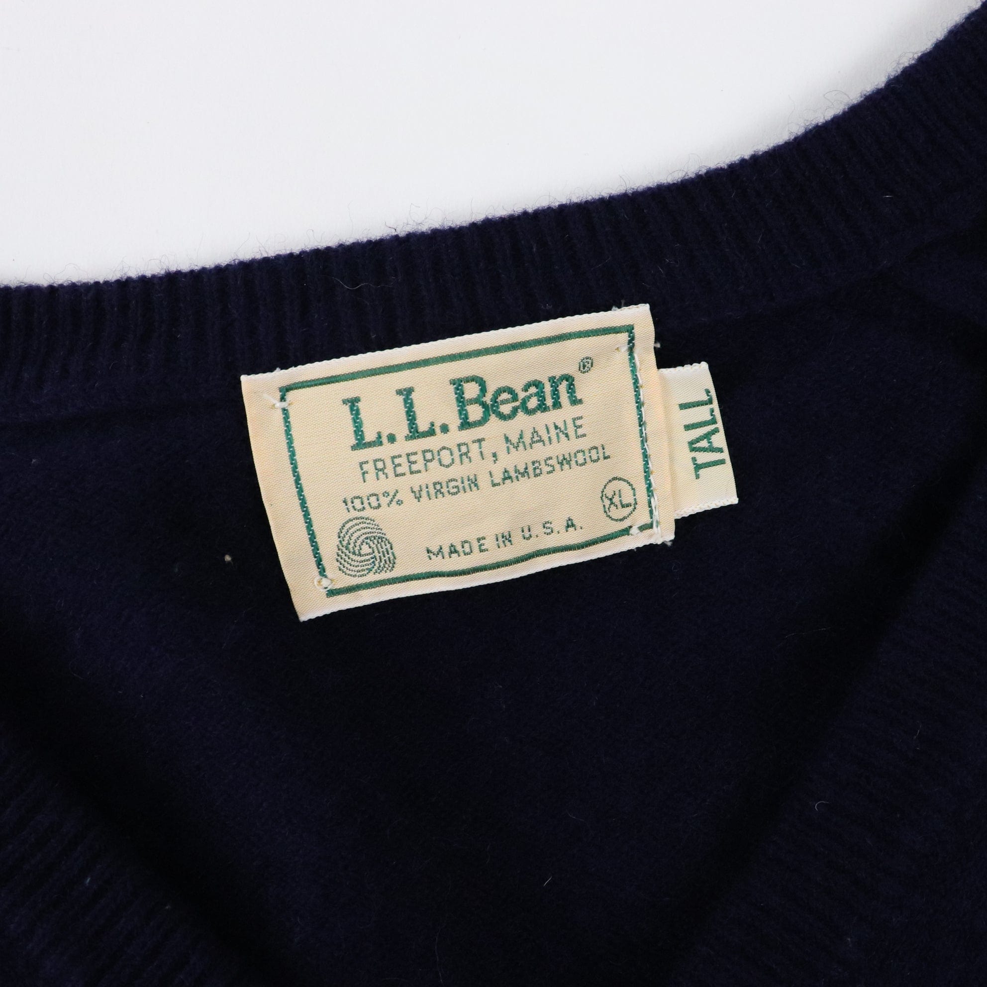 Vintage L.L Bean V Neck Wool Knit Sweater Size XL Tall Fits Like