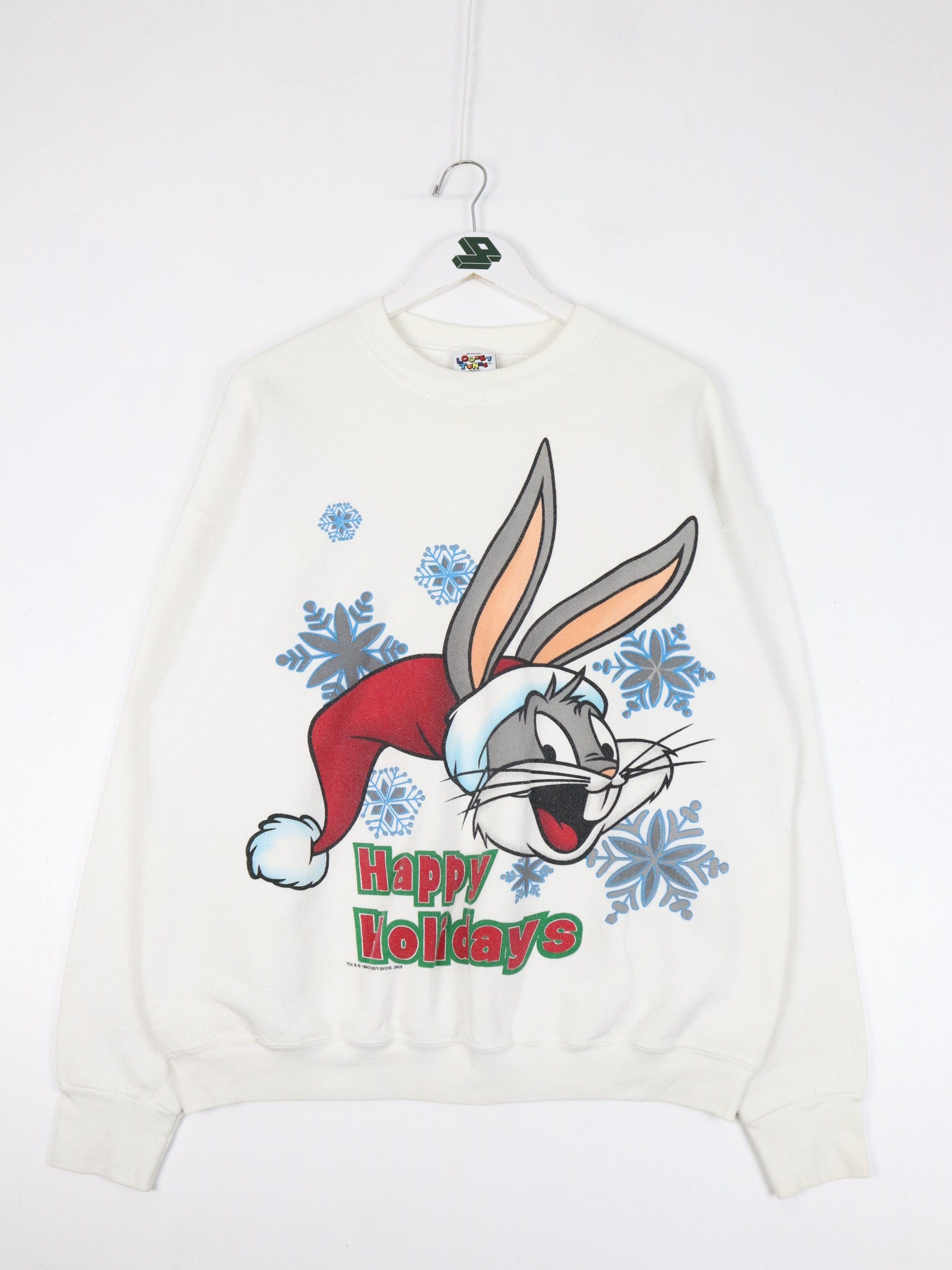 Vintage Looney Tunes Sweatshirt Mens XL White Christmas 90s