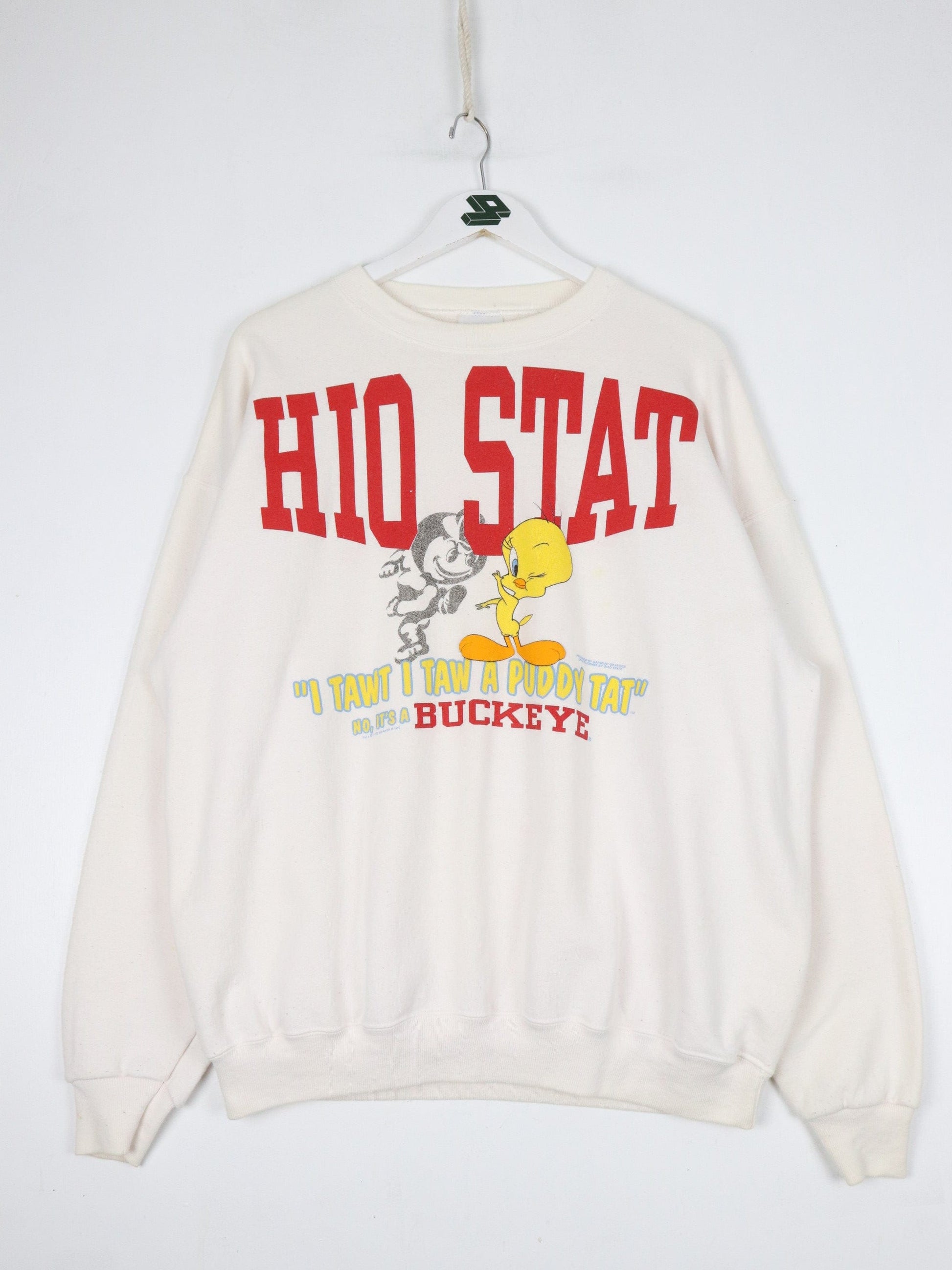 Looney Tunes Sweatshirts & Hoodies Vintage Ohio State Buckeyes Looney Tunes Sweatshirt Mens XL White College