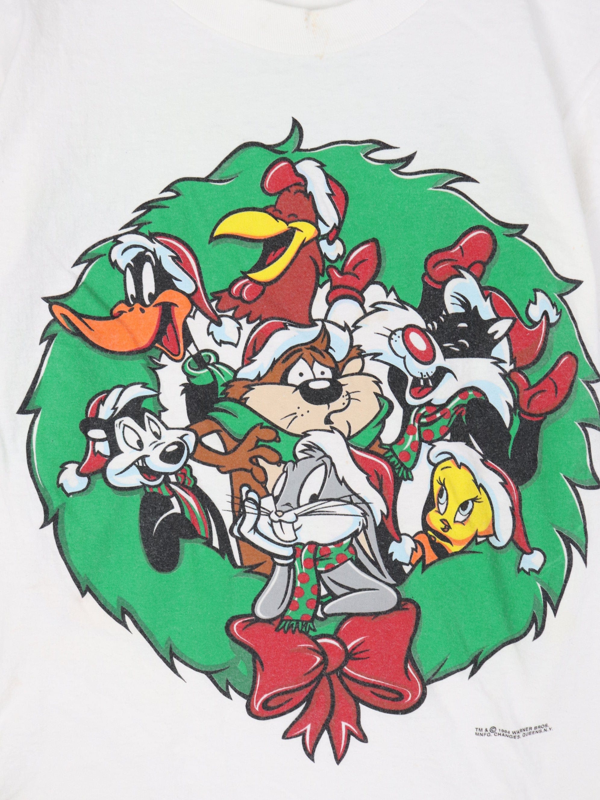 Vintage Looney Tunes T Shirt Youth Large White 90s Cartoon