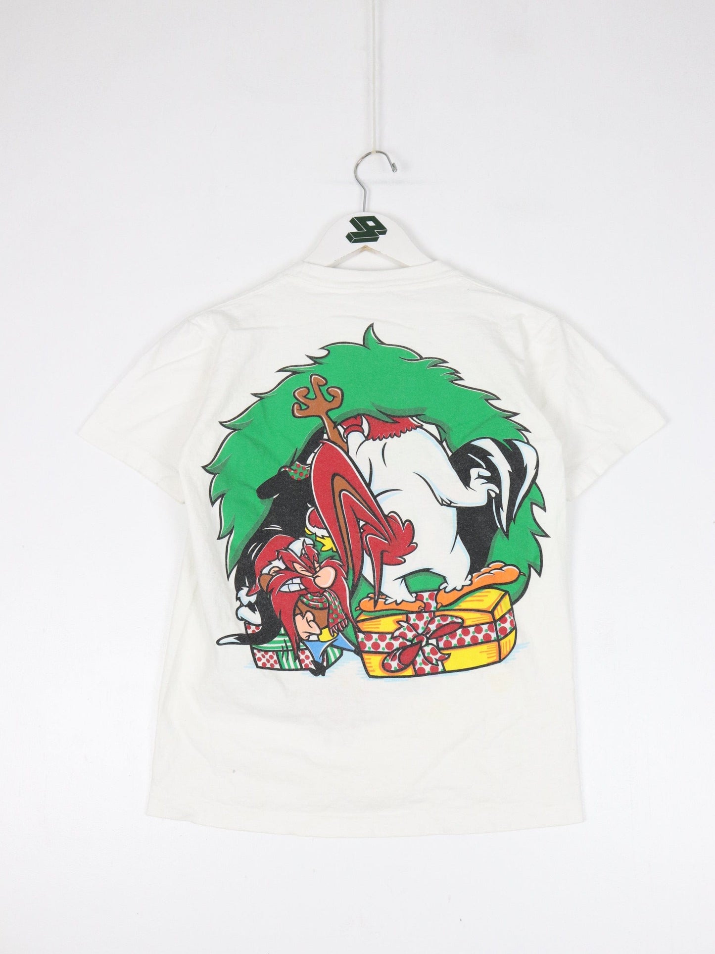 Looney Tunes T-Shirts & Tank Tops Vintage Looney Tunes T Shirt Youth Large White 90s Cartoon Christmas