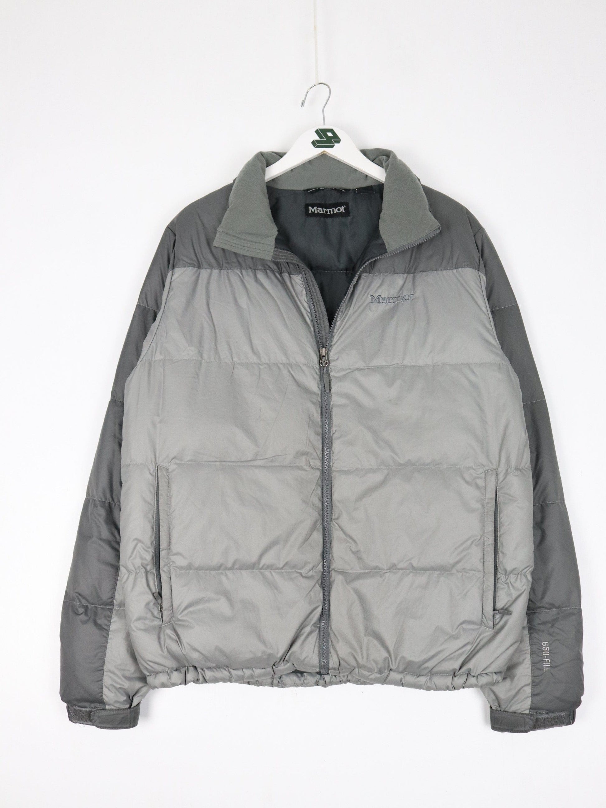 Marmot Jacket Mens Large Grey Puffer Coat 550 Down Outdoors