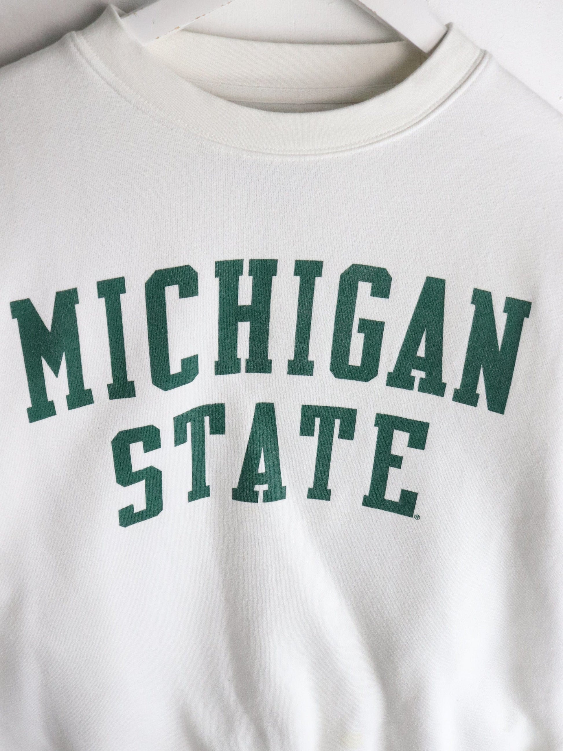 Michigan State Spartans Sweatshirt Mens Large White from propervintagecanada