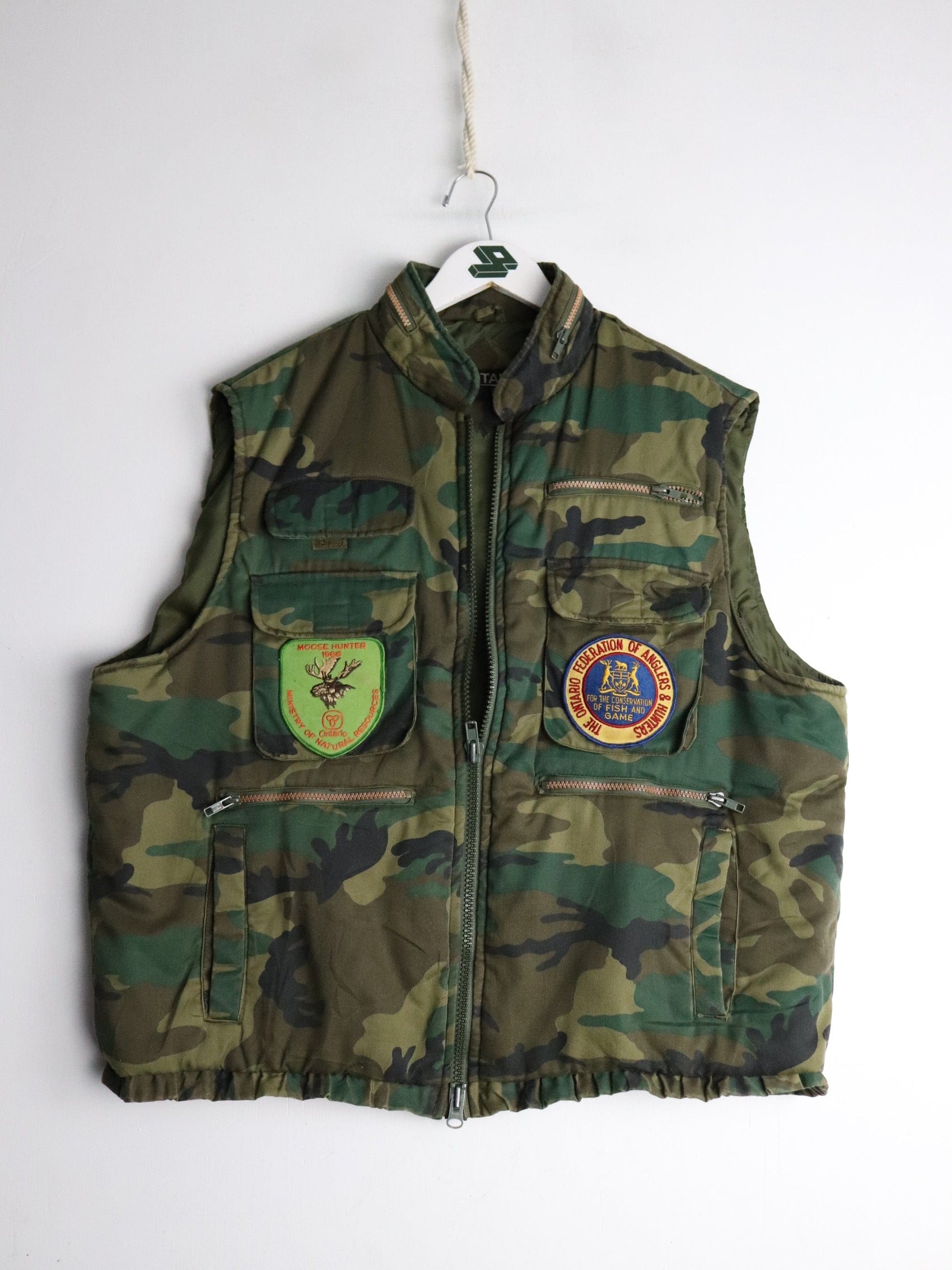 Militaire Jacket Mens XL Green Camo Vest Army