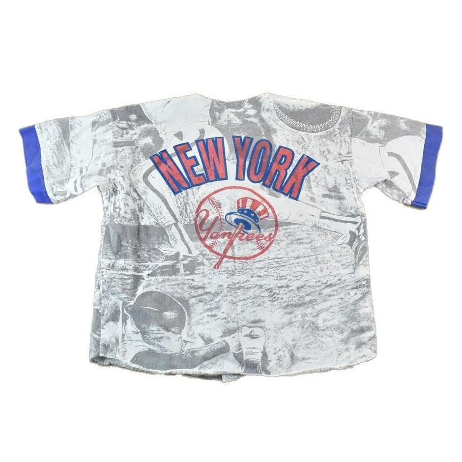 MLB Clothing > Gender Neutral Adult Clothing > Tops & Tees > T Shirts Vintage 1980s New York Yankees MLB AOP Graphic Print Jersey Men's XL