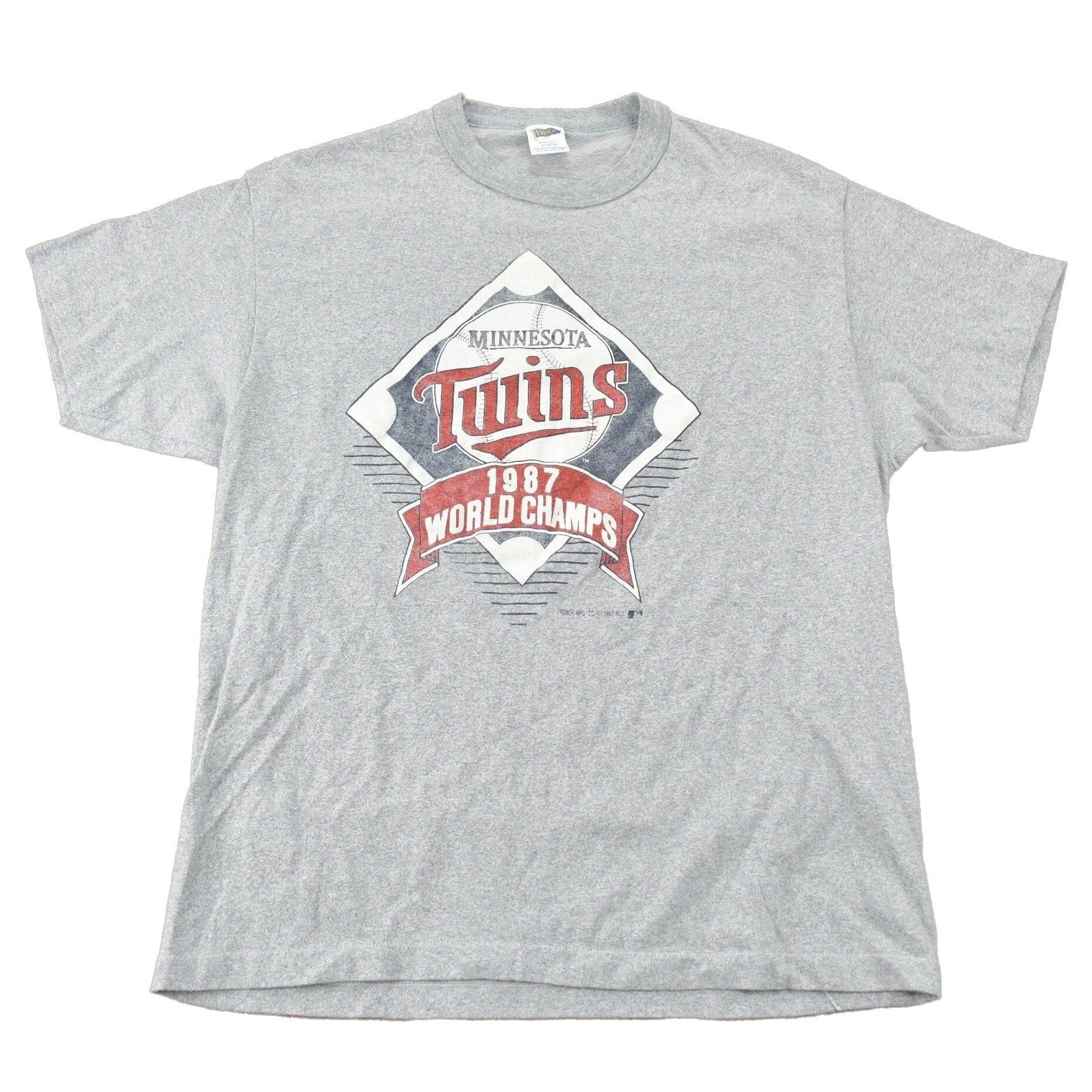 MLB Clothing > Gender Neutral Adult Clothing > Tops & Tees > T Shirts Vintage 1987 Minnesota Twins MLB World Champions Graphic T-Shirt Men's Medium