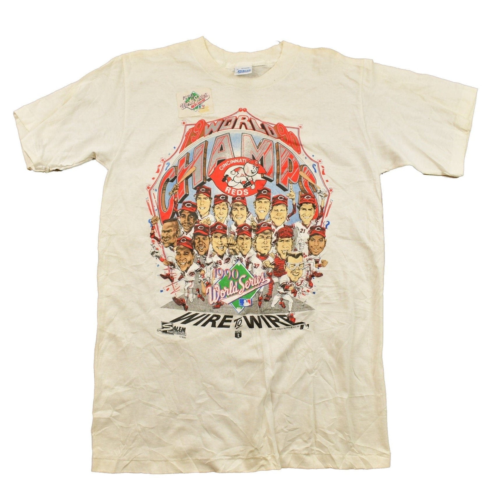 MLB Clothing > Gender Neutral Adult Clothing > Tops & Tees > T Shirts Vintage 1990 Deadstock Cincinnati Reds Big Head World Series MLB Graphic T-Shirt Men's Medium