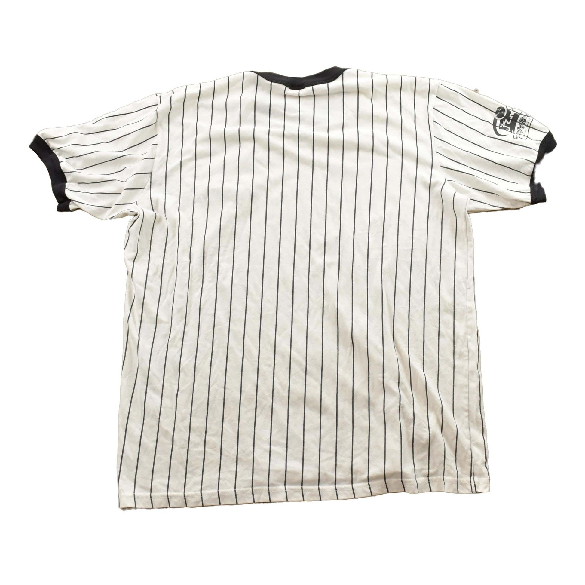 MLB Clothing > Gender Neutral Adult Clothing > Tops & Tees > T Shirts Vintage 1990s Chicago White Sox Striped MLB Baseball Majestic Graphic T-Shirt Men's Medium