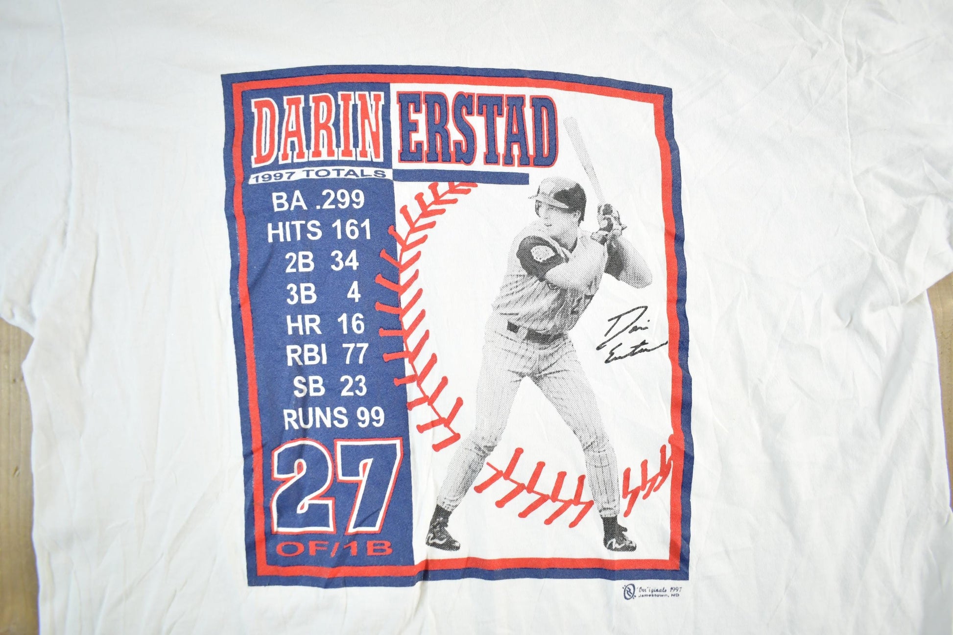 MLB Clothing > Gender Neutral Adult Clothing > Tops & Tees > T Shirts Vintage 1990s Darin Erstad Anaheim Angels MLB Baseball T-Shirt Men's 2XL