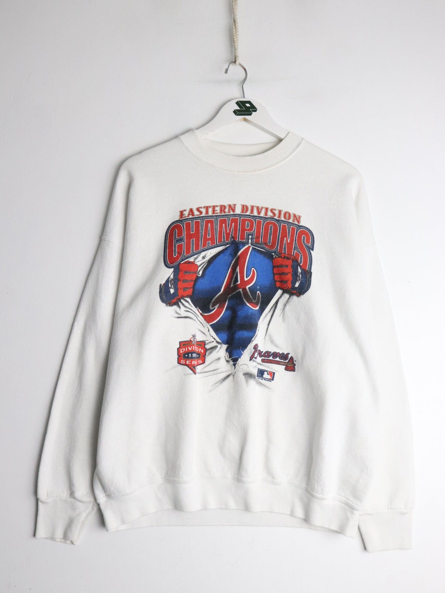 MLB Sweatshirts & Hoodies Vintage Atlanta Braves Sweatshirt Fits Mens Large White 90s MLB