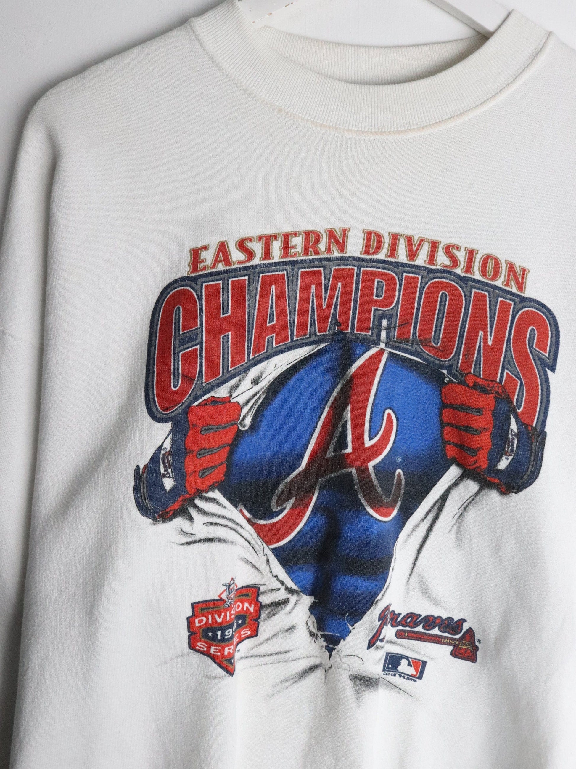 MLB Sweatshirts & Hoodies Vintage Atlanta Braves Sweatshirt Fits Mens Large White 90s MLB