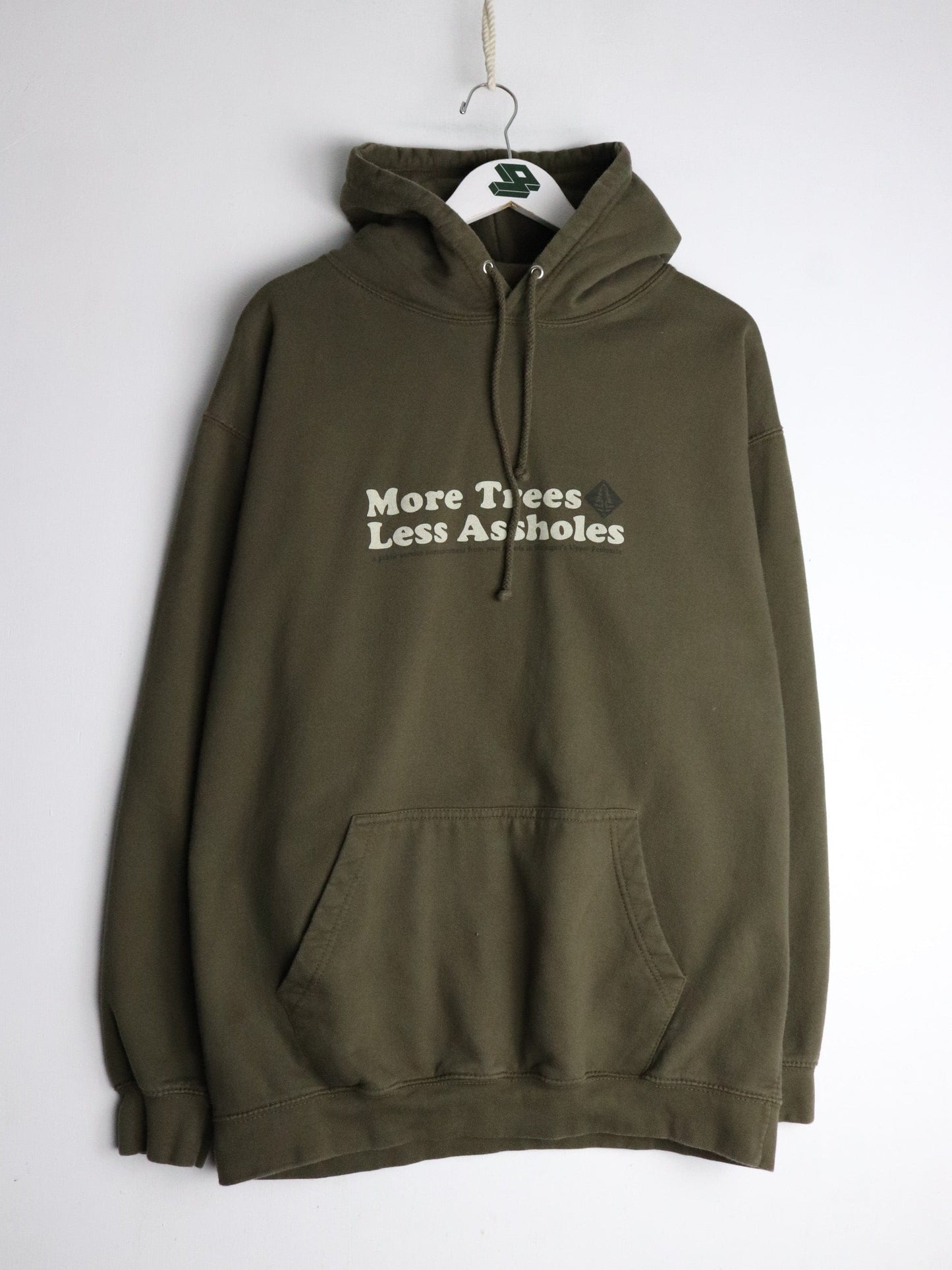 More Trees Less Assholes Sweatshirt Mens XL Green Hoodie